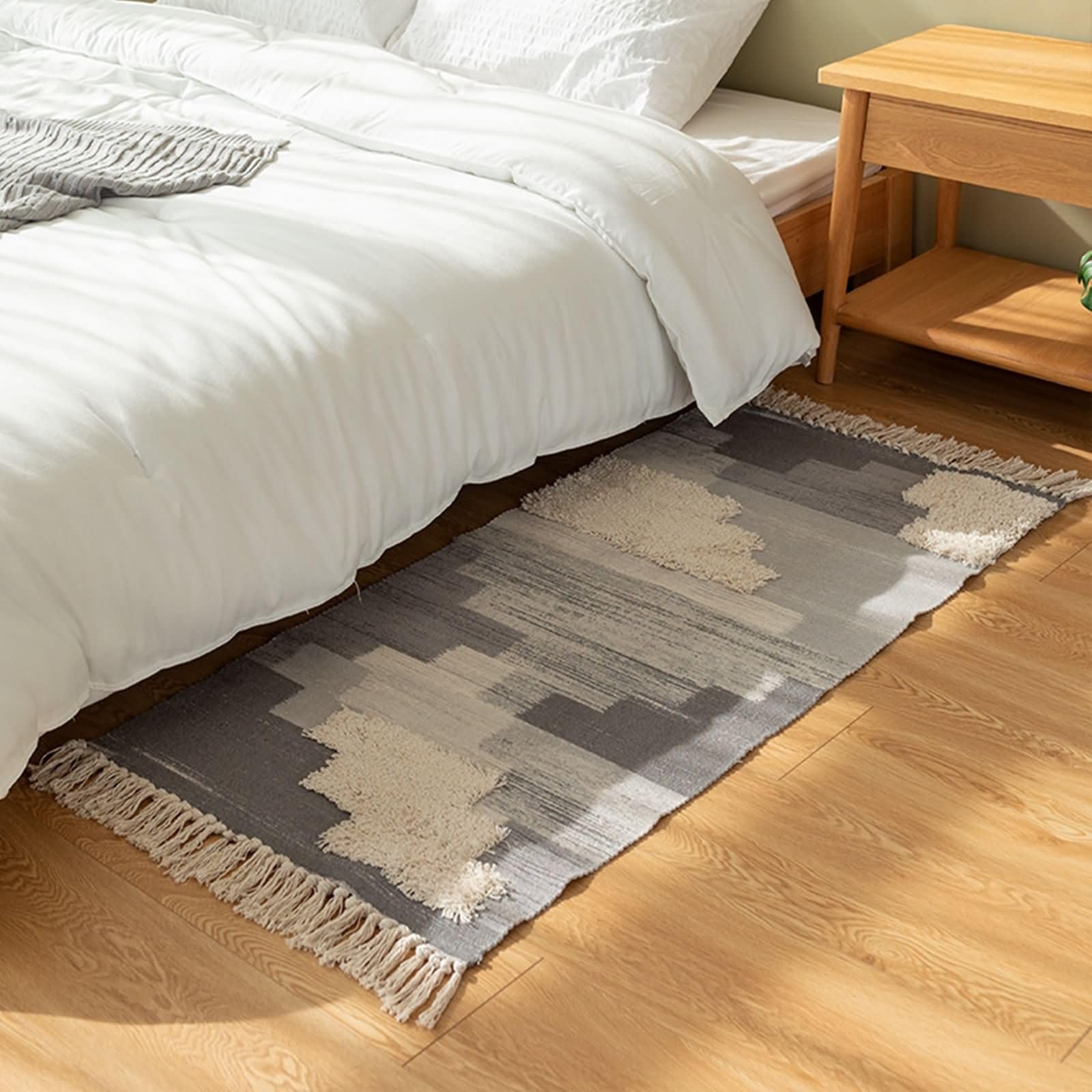 Tappeto Piccolo Camera Da Letto, 60x90CM Cotone Rettangolare Tappeto Soggiorno Lavabile, Astratto, Grigio, Stile 3
