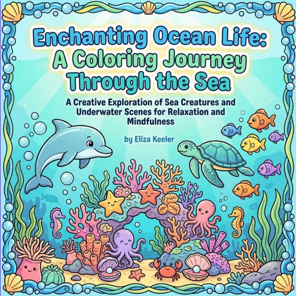 Enchanting Ocean Life Coloring Book: Dive into a Sea of Intricate Marine Illustrations: Relax and Unleash Creativity with Underwater Scenes for Kids and Adults