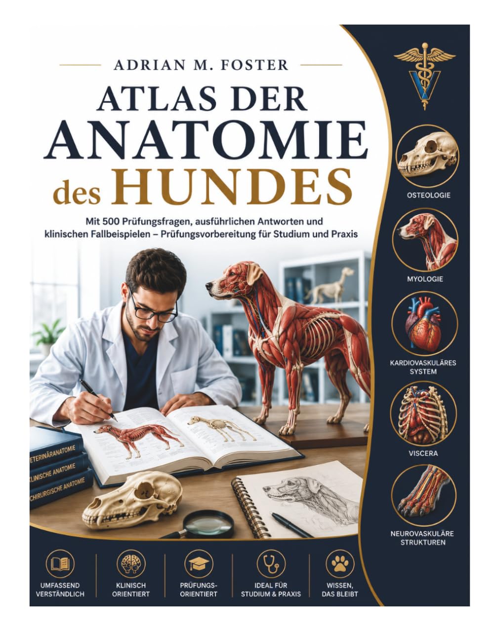 Atlas der Anatomie des Hundes: Mit 500 Prüfungsfragen, ausführlichen Antworten und klinischen Fallbeispielen – Prüfungsvorbereitung für Studium und Praxis