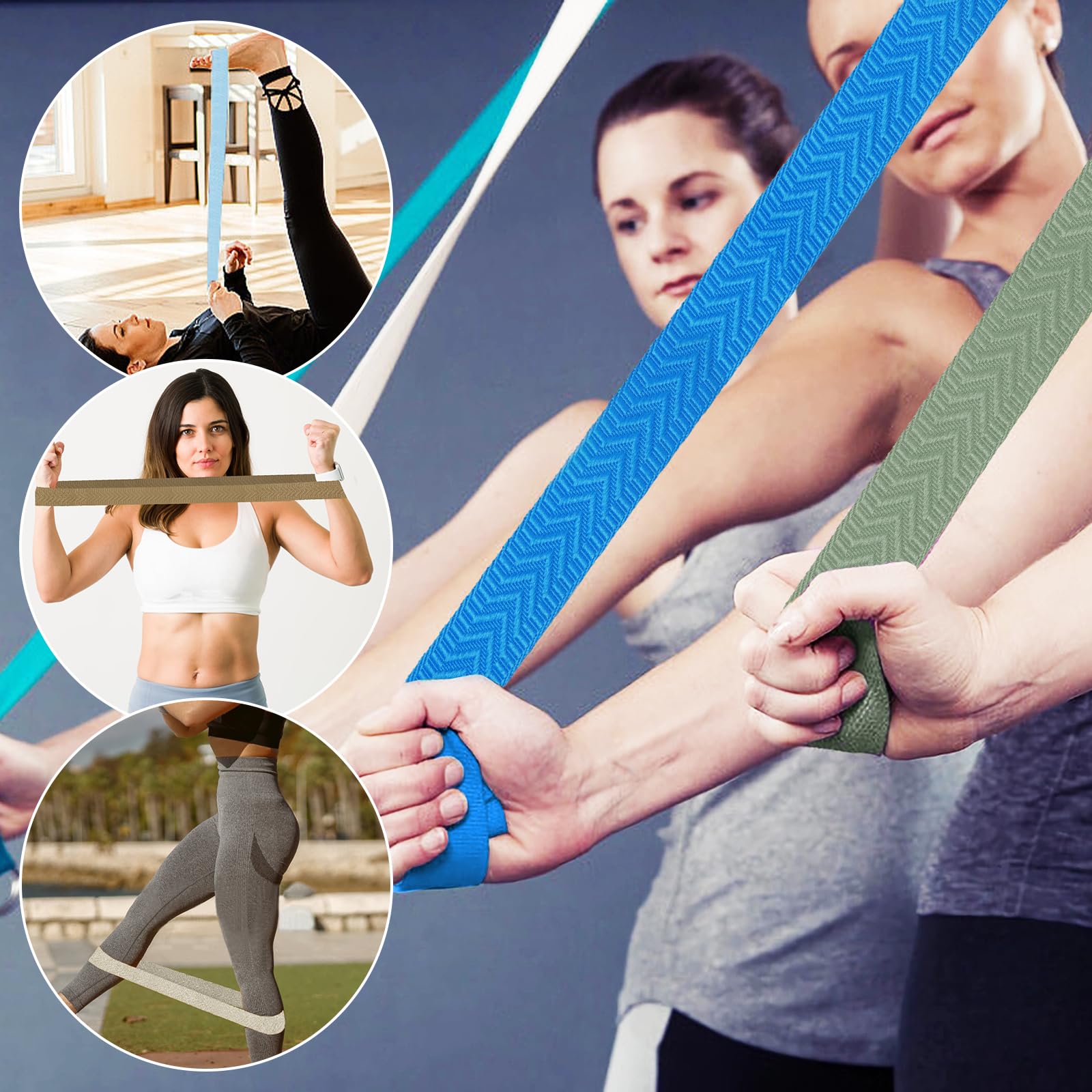 Yogagurt zum Dehnen, verstellbare Gurte für nicht elastische Dehnungsgurte, Übungsgurte für Pilates, 6 Packungen