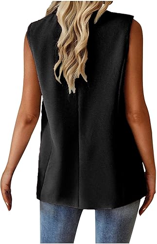 Miniatura 6 de Chaqueta Informal Mangas para Mujer Chaleco Traje Frontal Bolsillos Abiertos Ropa Abrigo Sin Mangas para Trabajo