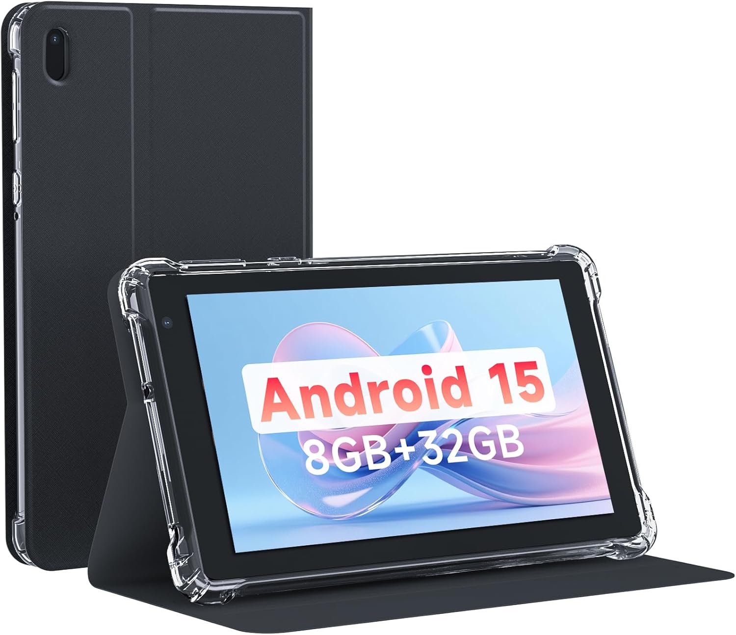 NOVOJOY 7 Inch Tablet with Case, Android 15 Tablet PC, 32GB Storage 8GB RAM Tabletsa Quad-Core Processor Android Tableta pc Dual Camera, WiFi, BT Computer Tabletas.(with Tablets Cover)