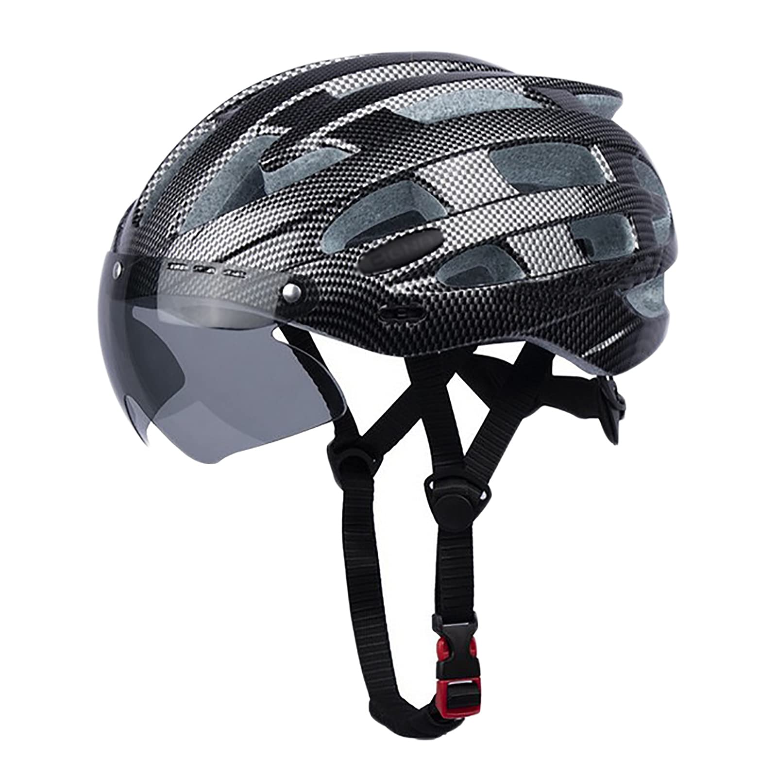 G.F. Casco Bici con Staccabile Occhiali Magnetici per Donne Uomini, Caschi Bicicletta Traspirante Regolabile 54-62 Cm (Color : Black, Size : 54-62)
