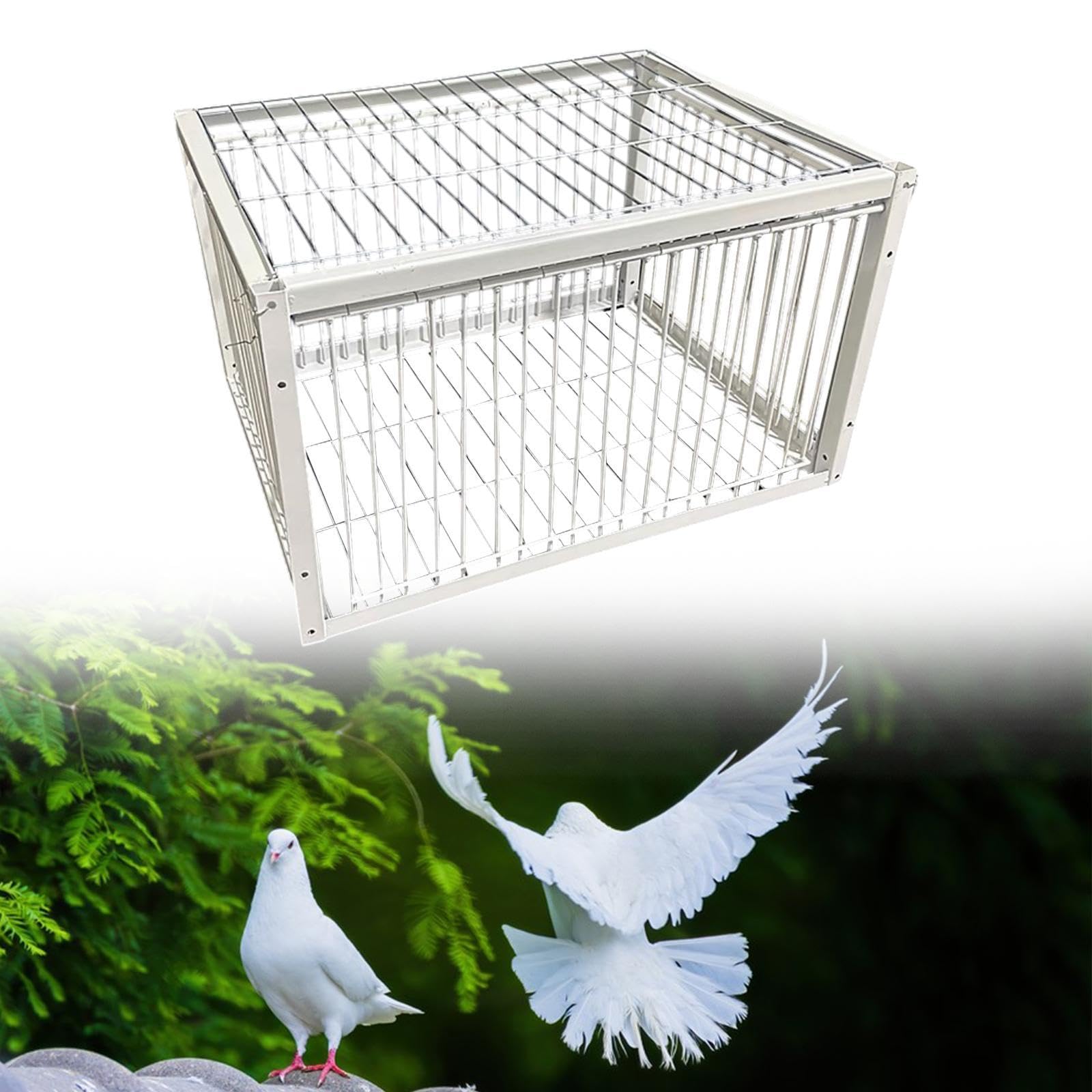 Jaula para Palomas, Jaula de Recolección Automática, Caja Nido, Entrada, Materiales de Hierro Resistentes, Espacio Cómodo para Huertos, Almacenes, Etc, 4 Entrada