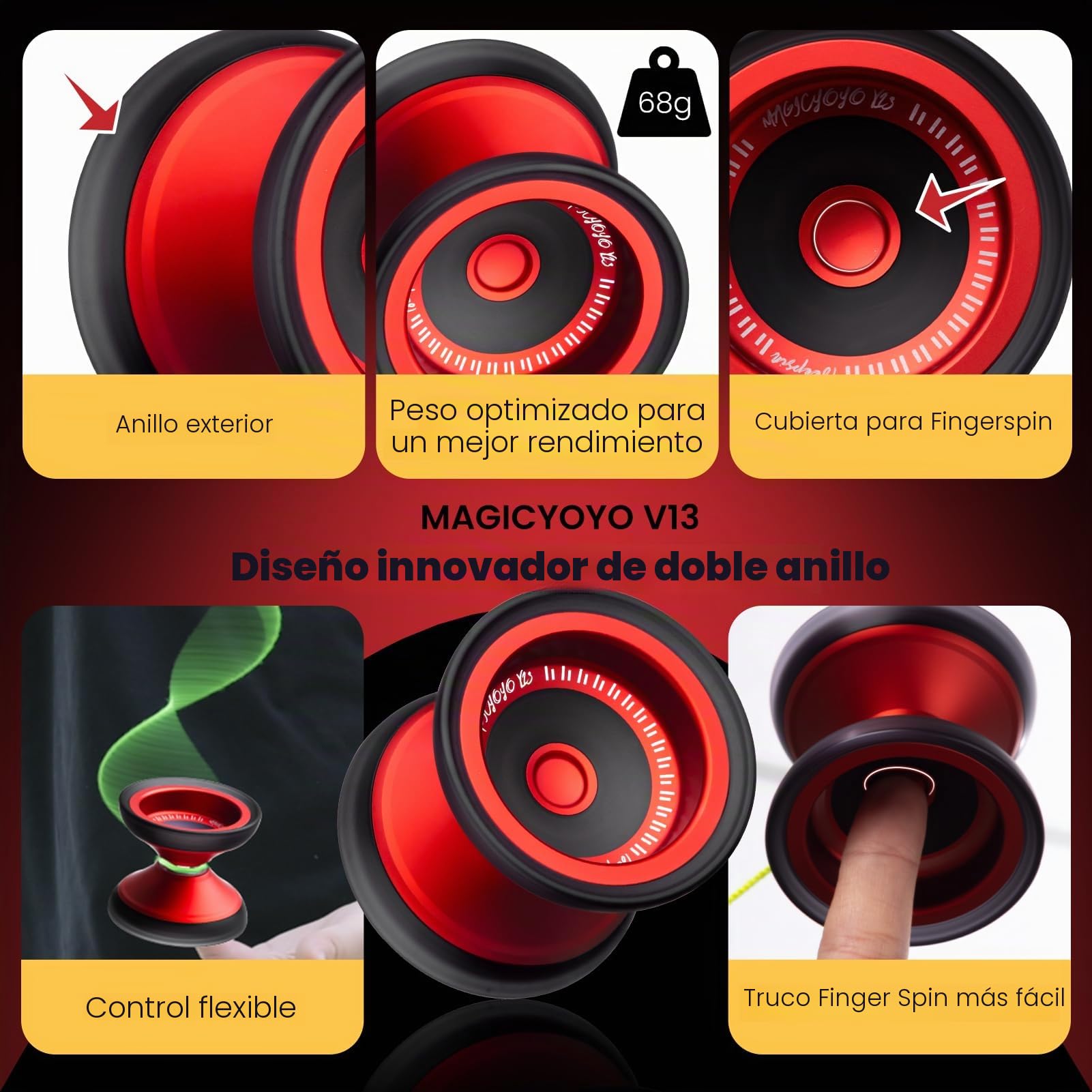 MAGICYOYO V13 JoJo Profesional - JoJo Responsivo para Niños, Unresponsive para Avanzados, Metal Duradero y Diseño Híbrido de PC