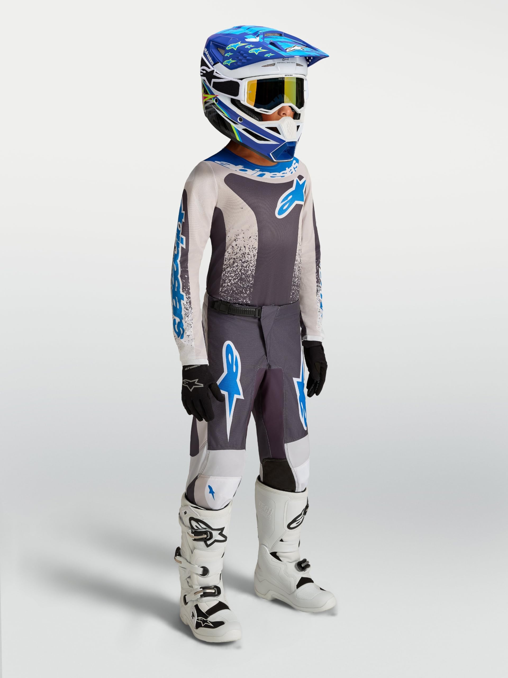 Alpinestars Fluid Drag Młodzieżowe spodnie motocrossowe, /szary/niebieski, 22