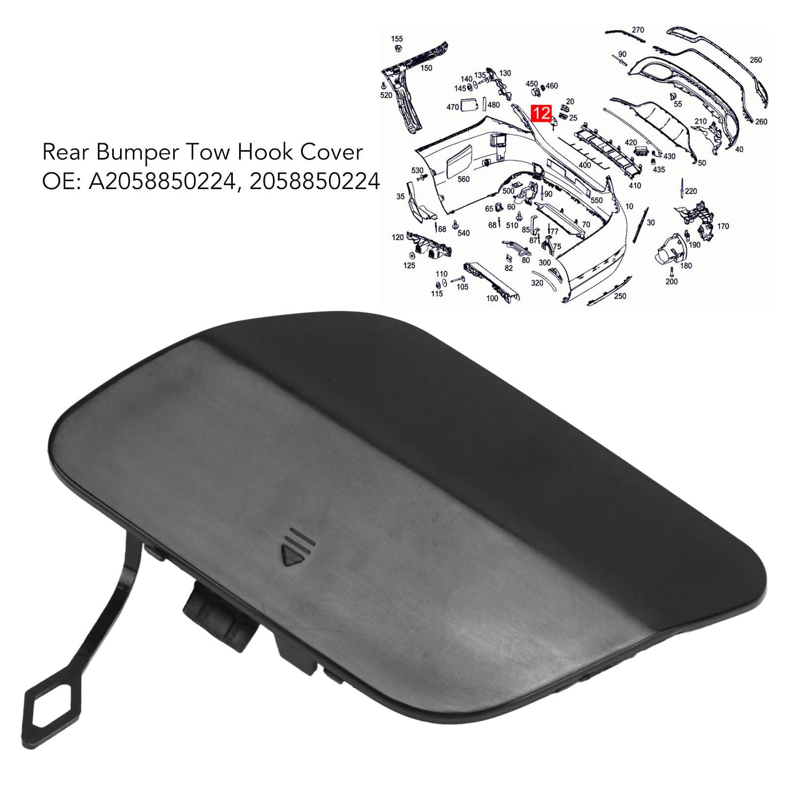 Achterbumper Trekhaak Cap Cover Towing Eye Cap Trim Vervanging voor C Klasse W205 Sport Pkg Amg Lijn 2015 Tot 2018