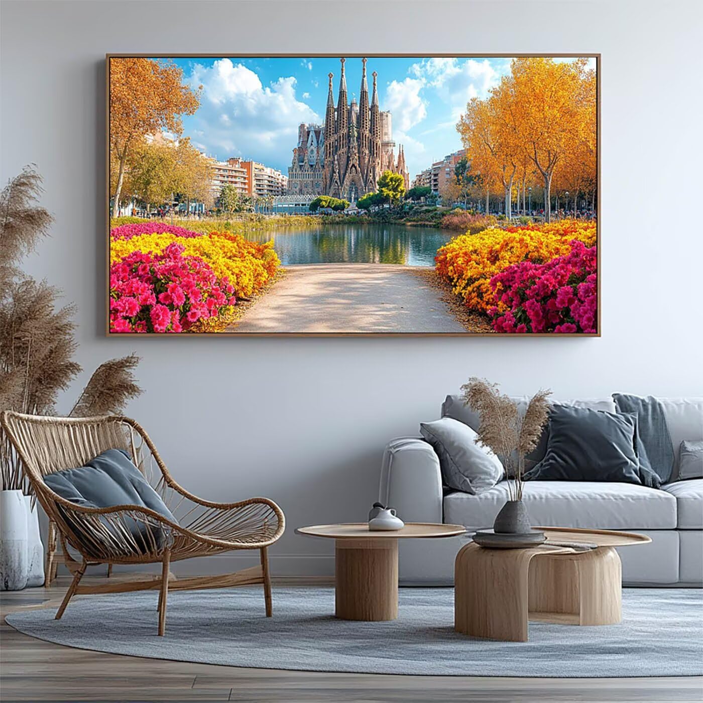 Malarstwo diamentowe Katedra Sagrada Family, malowanie diamentami według numerów krajobraz, diamenty kryształowa sztuka malarstwo numerowane 70 x 140 cm zestaw do haftu krzyżykowego malarstwo