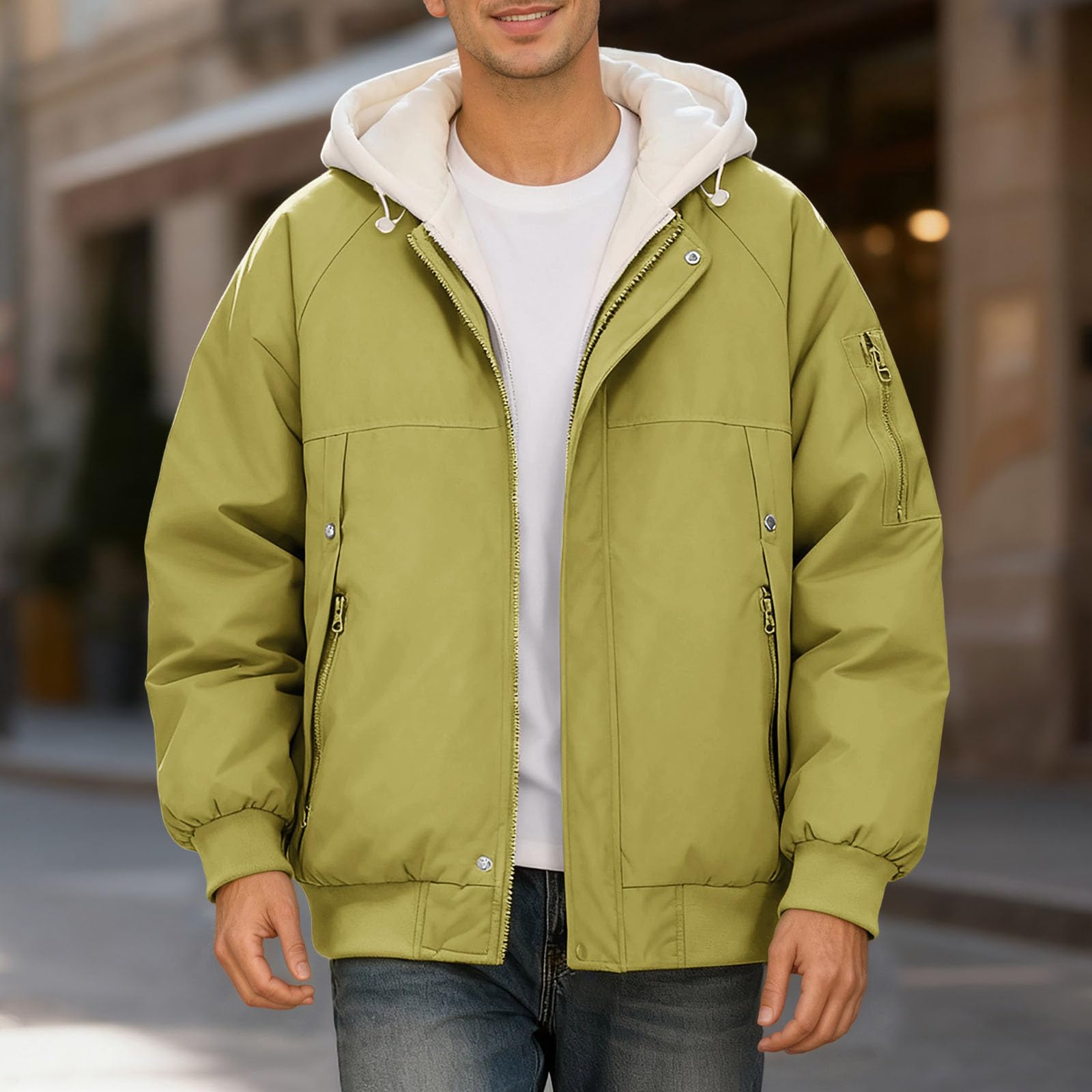 Chaqueta De Trabajo Hombre Elegante Y Elegante- Chaqueta Con Capucha Para Hombre Cómodo Otoño-Invierno Oversize Para Estilo Casual Con Capucha Gruesa Y Manga Larga 2026
