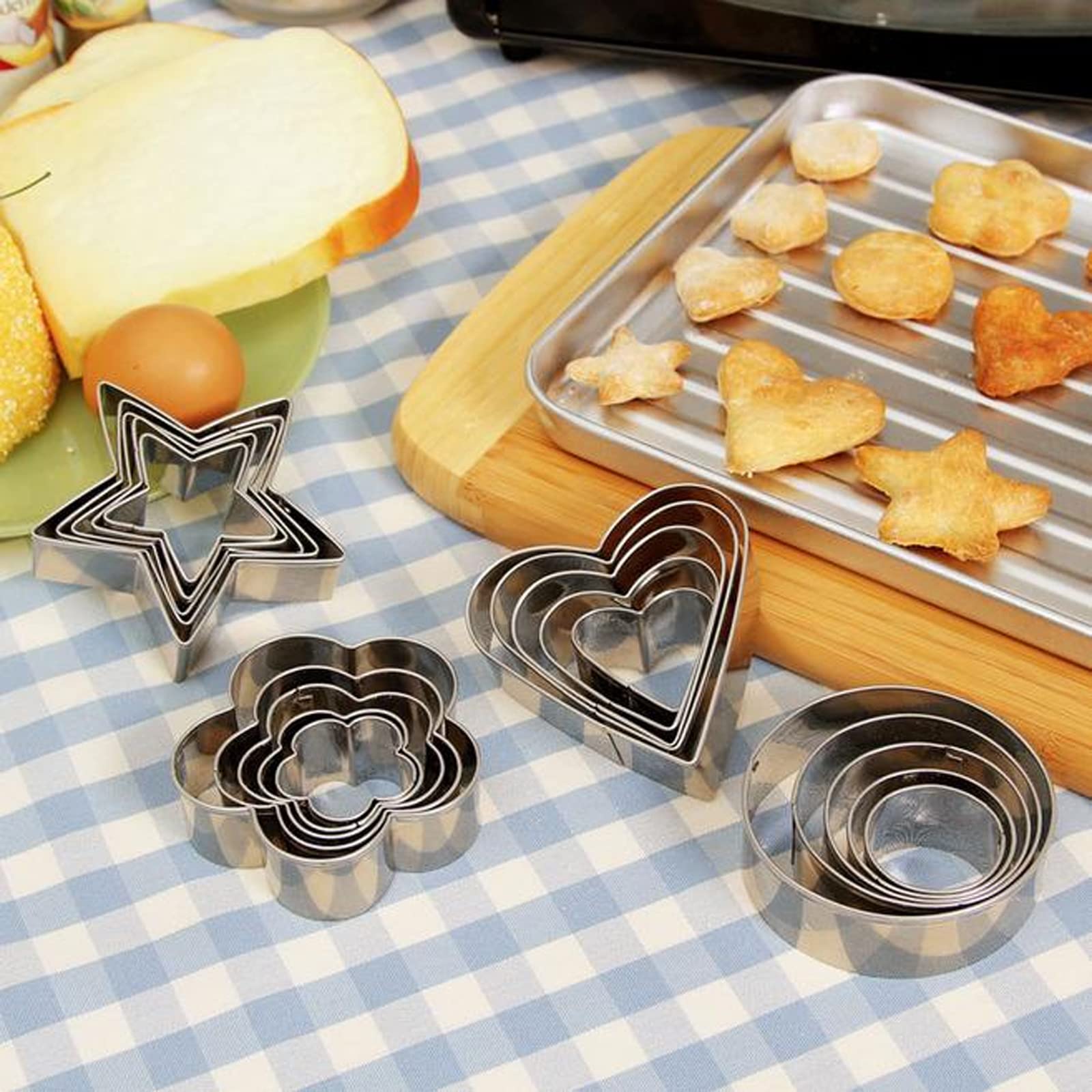 24 stampi per biscotti in acciaio inox, accessori da forno, 3 tipi a scelta