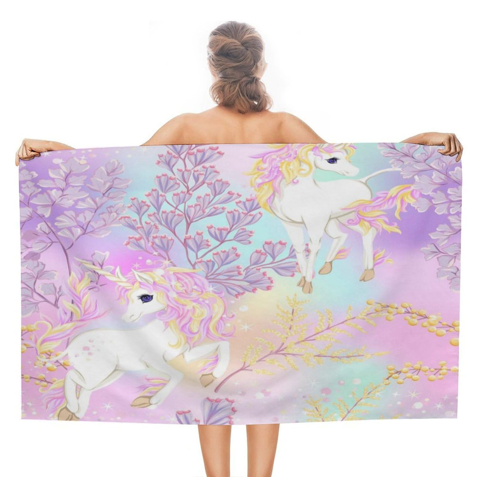 Nclqvjxzkhw Women's Style Beautiful Un-Icorns Beach Towel For Adults Lightweight Bath Towels Swim Travel Gym Sports 130×80Cm