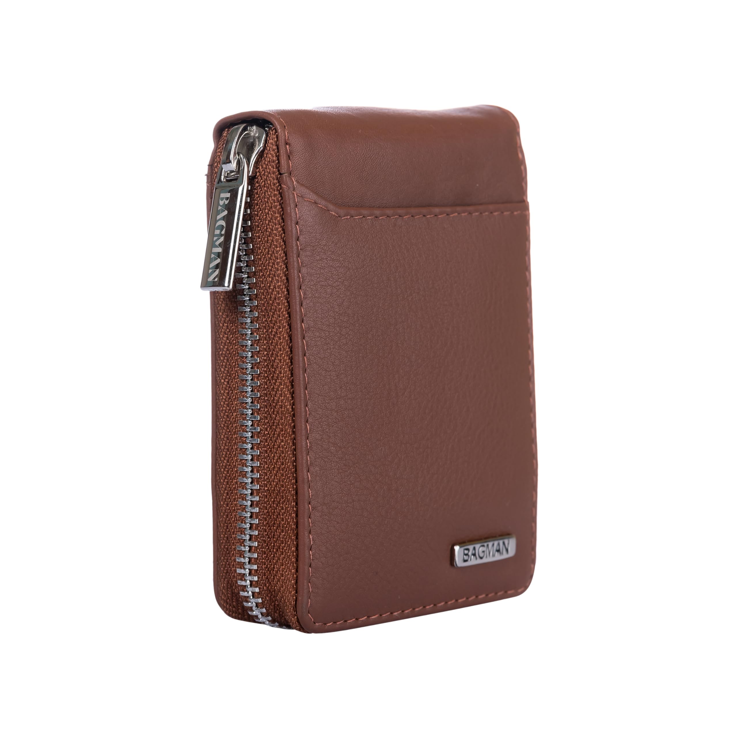 bagman RFID Blocking Leather Wallet for Men Women | Vertical Credit Debit Card Holder (Oak)-picture-22