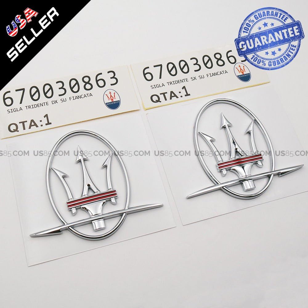 US85 Maserati Quattroporte GranTurismo Ghibli Levante RH&LH Side Logo Emblem Badge R