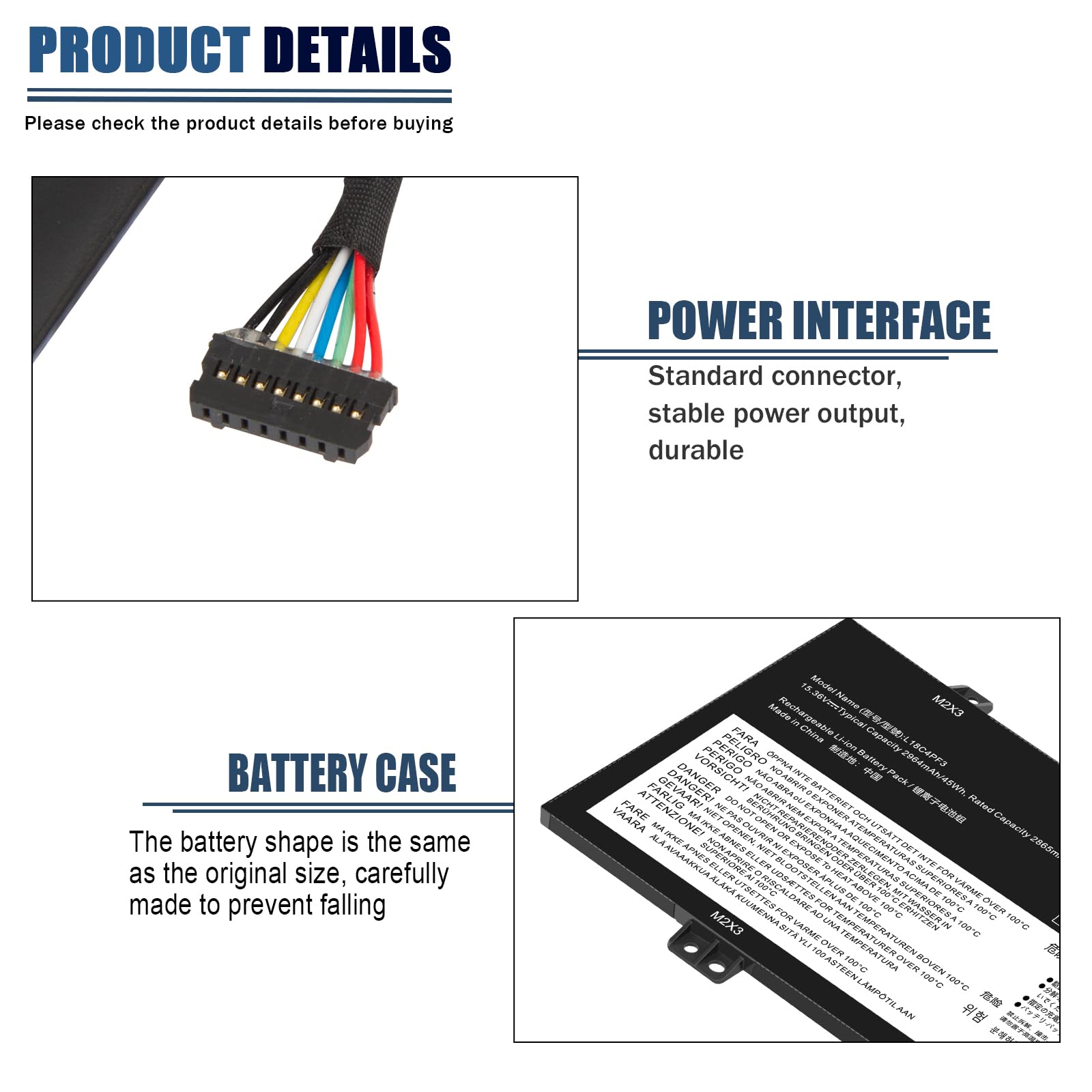 ASUNCELL 15.36V/45Wh L18C4PF3 Batteria del computer portatile per Lenovo Ideapad C340-14API C340-14IML C340-14IWL S540-14API S540-14IML S540-14IML Touch, L18C4PF3 L18M4PF4 L18M4PF3 L18C4PF4