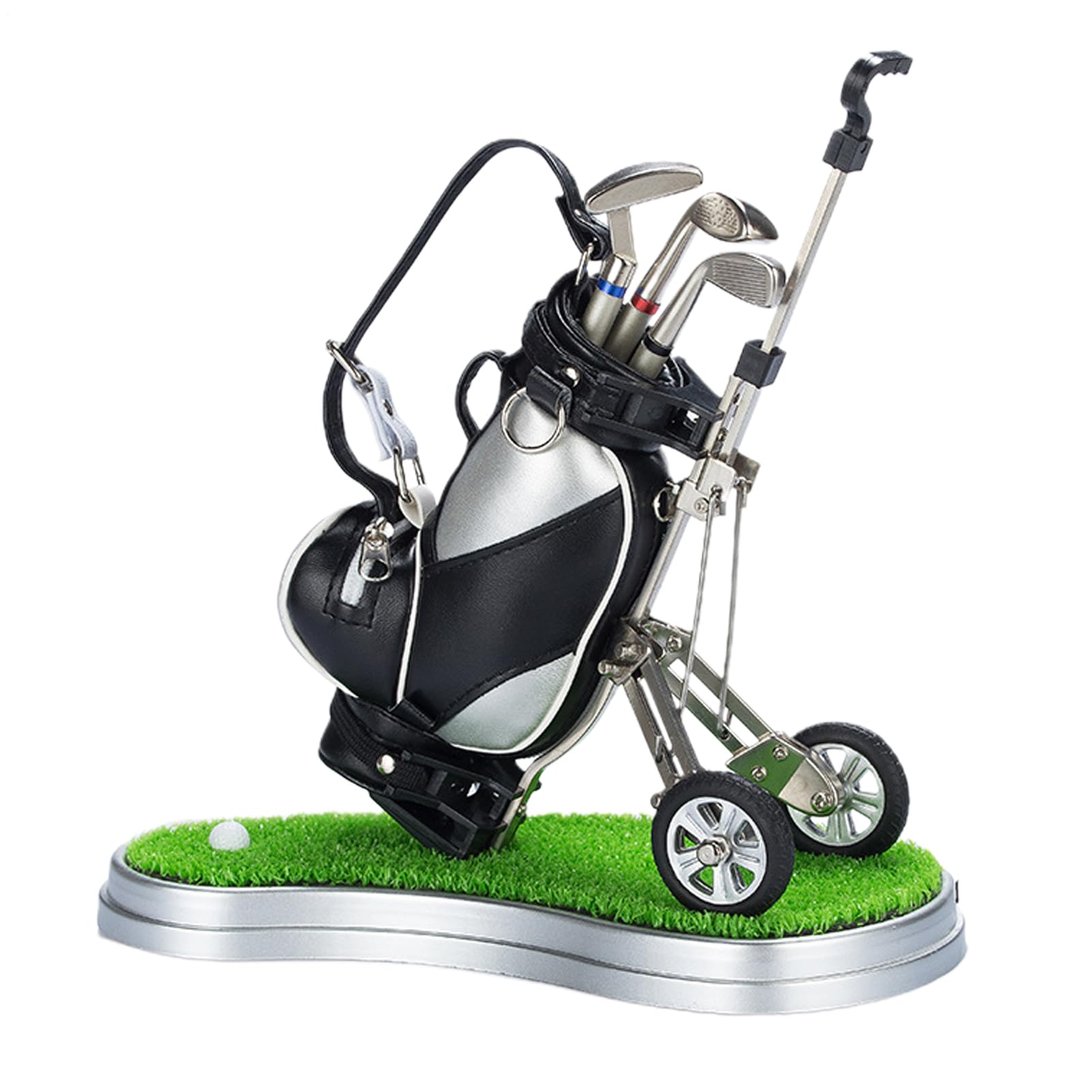 Portabolígrafos para bolsas de golf, lápices de golf, soporte para bolígrafos de escritorio con carrito, 3 bolígrafos de palo de golf - recuerdos de golf únicos, calcetines navideños divertidos para