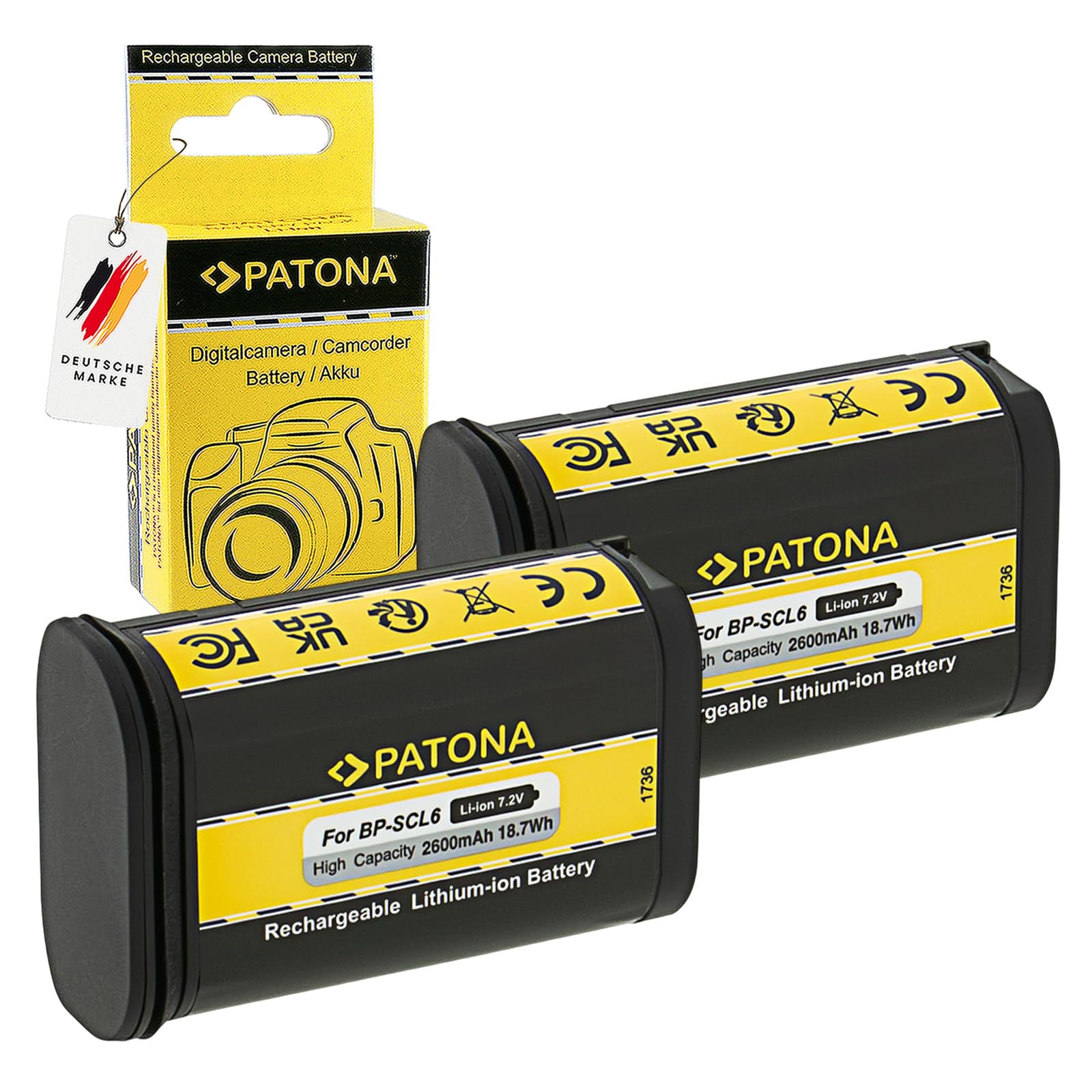 PATONA 2 Baterías Premium para Leica Q2 Q3 SL2 SL2S, 2600 mAh | Pack doble de baterías de 18,7 Wh, recambio compatible para tus cámaras Leica, energía para sesiones largas