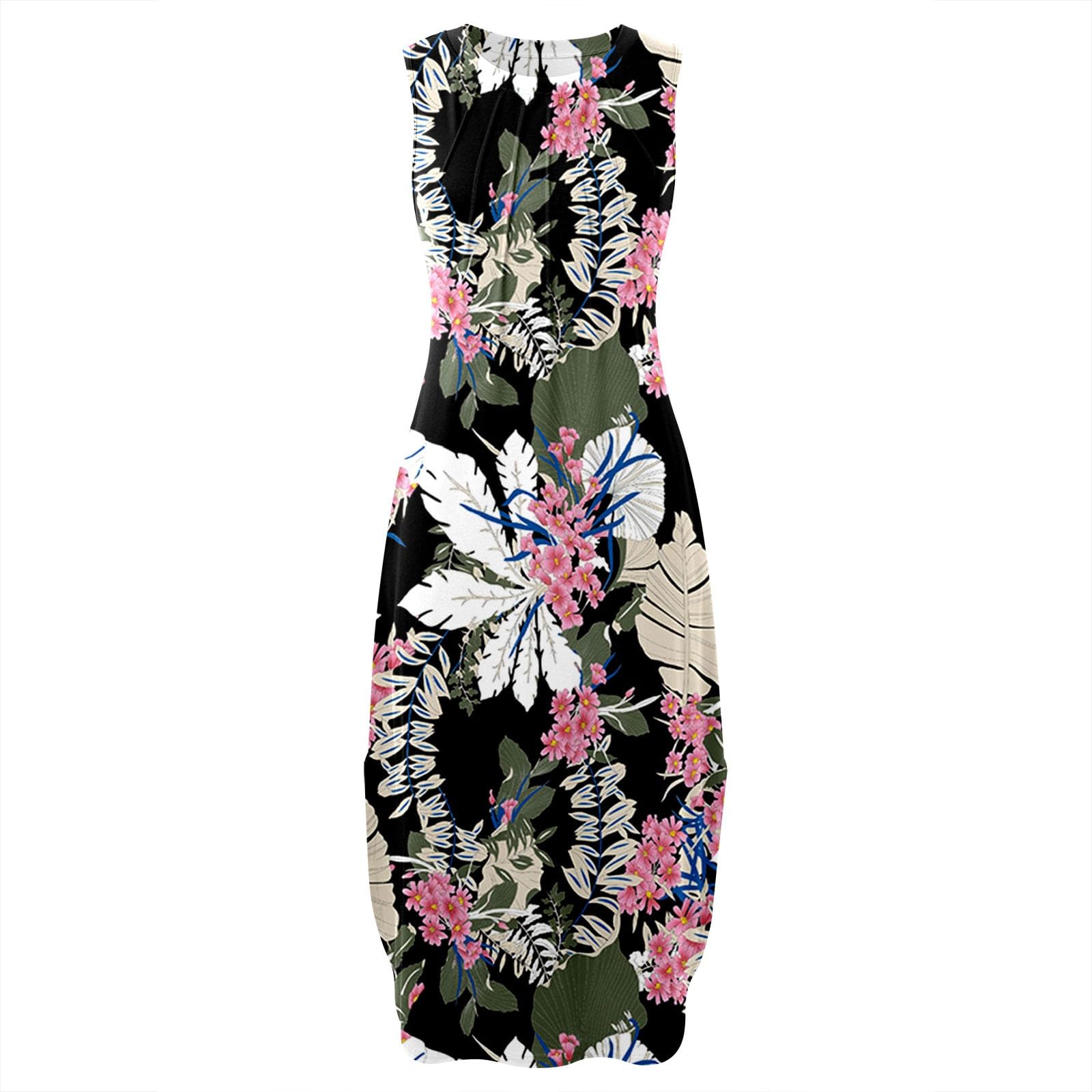 Robe Noire Femme - Vestido largo casual de verano para mujer, dobladillo dividido, estampado floral, bohemio, oscuro