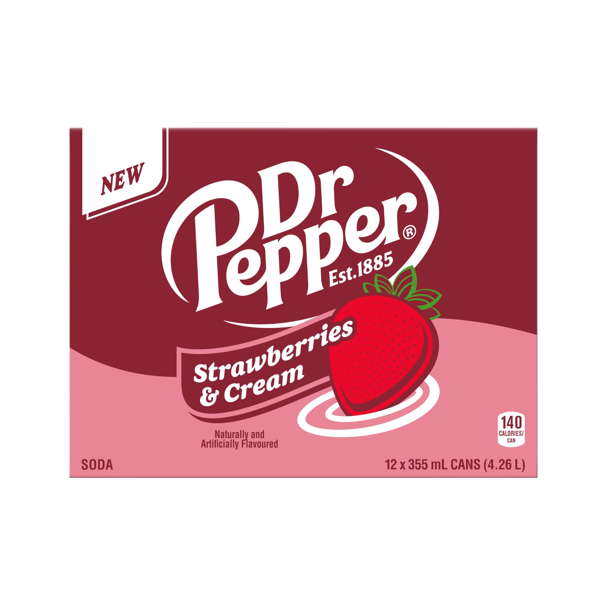 Dr Pepper Soft Drink Strawberries & Cream 12 x 355 ml