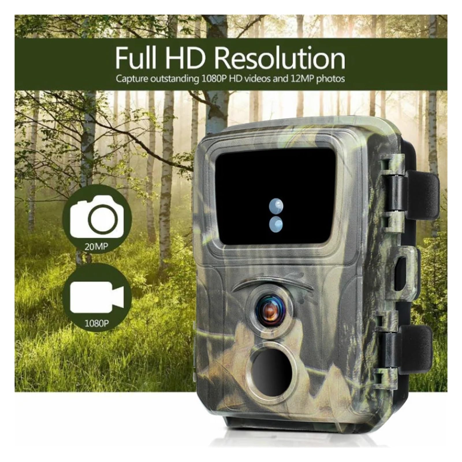 Kamera Obserwacji Dzikiej Przyrody Outdoor 20MP Mini Trail Kamera Myśliwska Wildlife Hunter Kamery 1080P Dla Zwierząt Leśnych Fotopułapka Śledzenie Nadzoru Niezawodny Dokładny Monitoring