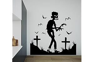 Zombie Walking Through Cemetery Wall Decal - Halloween Decor