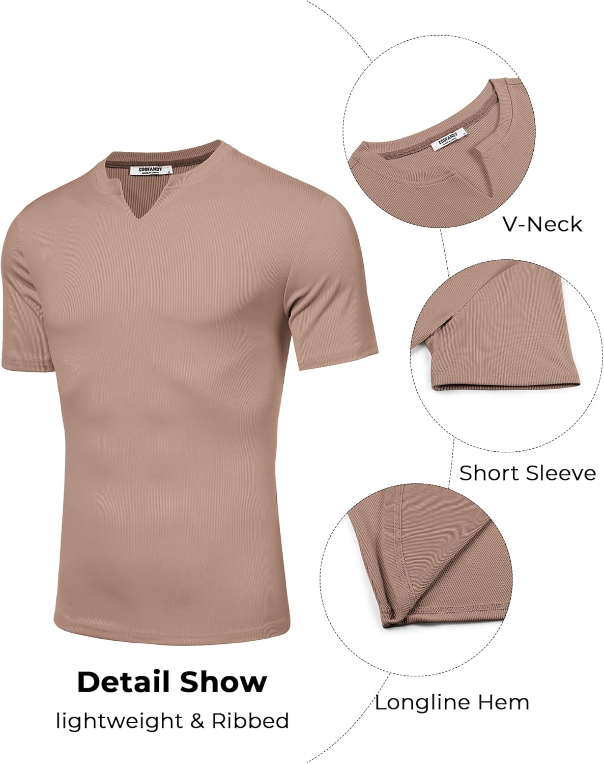COOFANDY Mens Muscle T-Shirts V-Neck Slim Fit Workout Shirt Short Sleeve Longline Gym Athletic Tee Shirts - Image 3