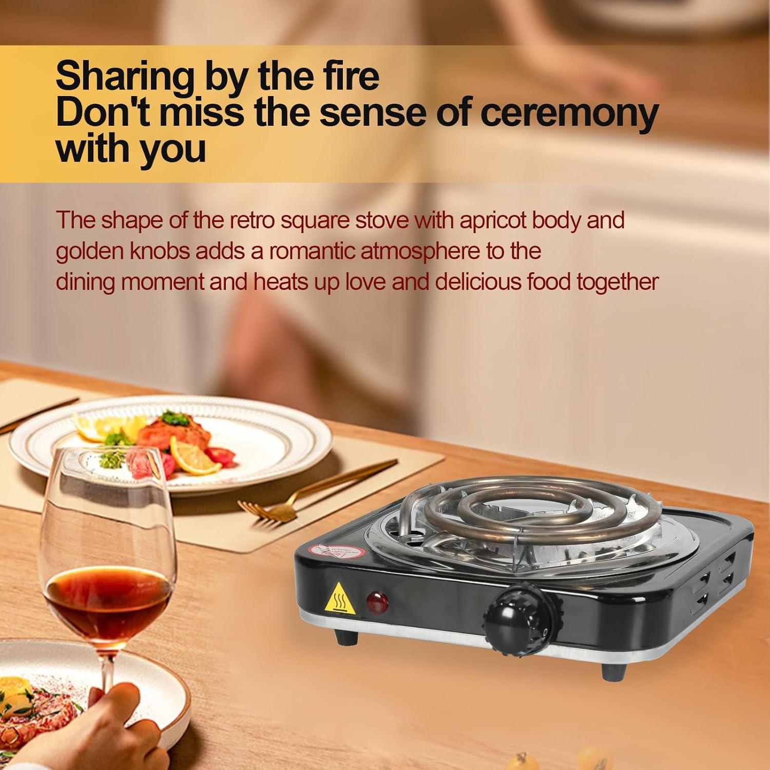 1000W 110V US Hot Plate Electric Stove for Cooking Cooktop, Portable Single Electric Countertop Burners For Cooking Stove Top Burner, Easy to Clean Adjustable Temperature, Black
