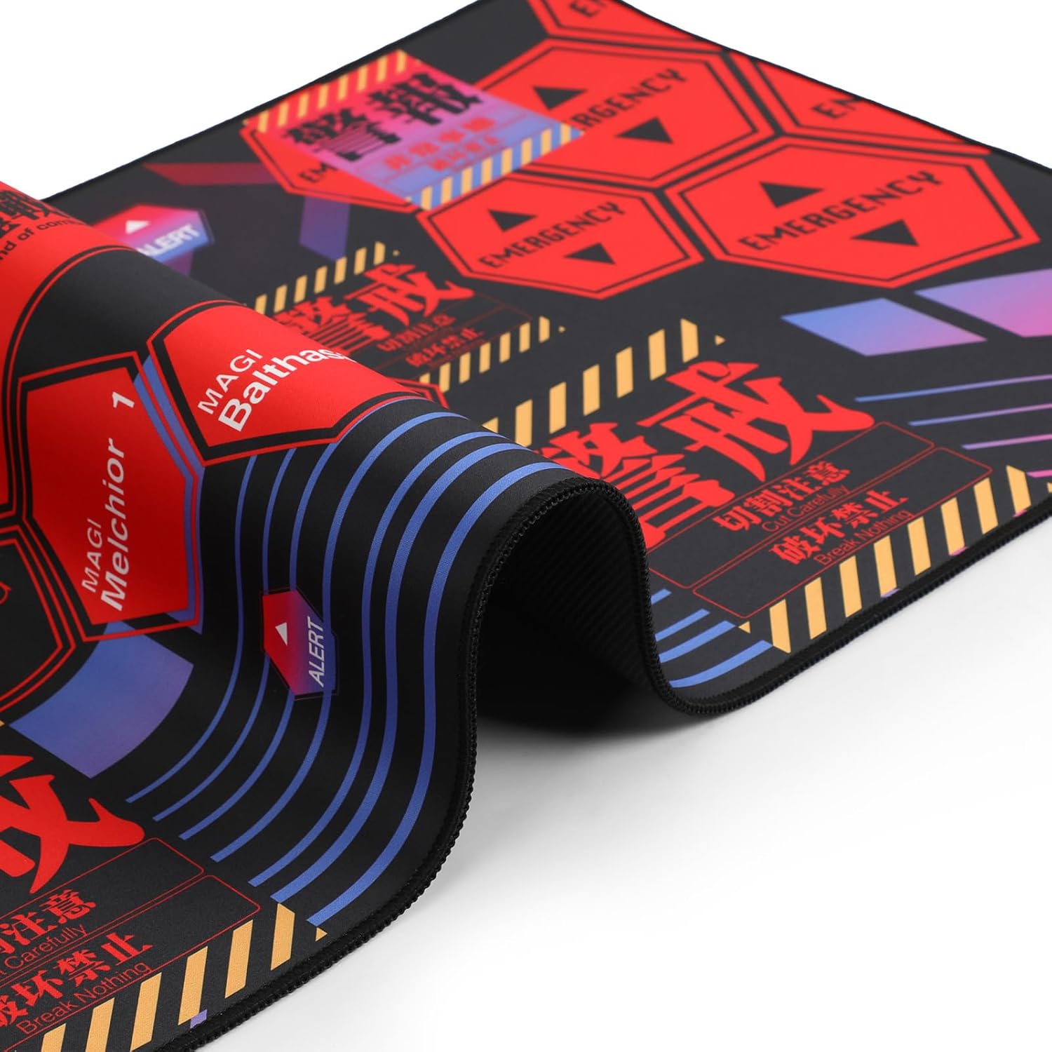 Mouse pad - Evangelion NERV-Inspired Alert UI Design, Large 35.4"x15.7"