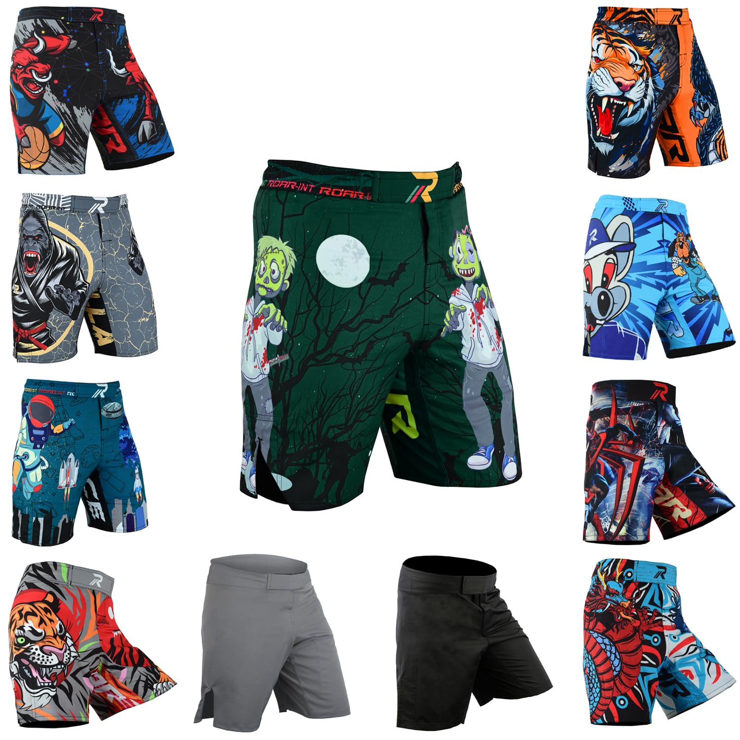 ROAR-INT Kids Mixed Martial Arts MMA Shorts BJJ Cross Training Gym Boxing Grappling Kickboxing Muay Thai Workout Shorts