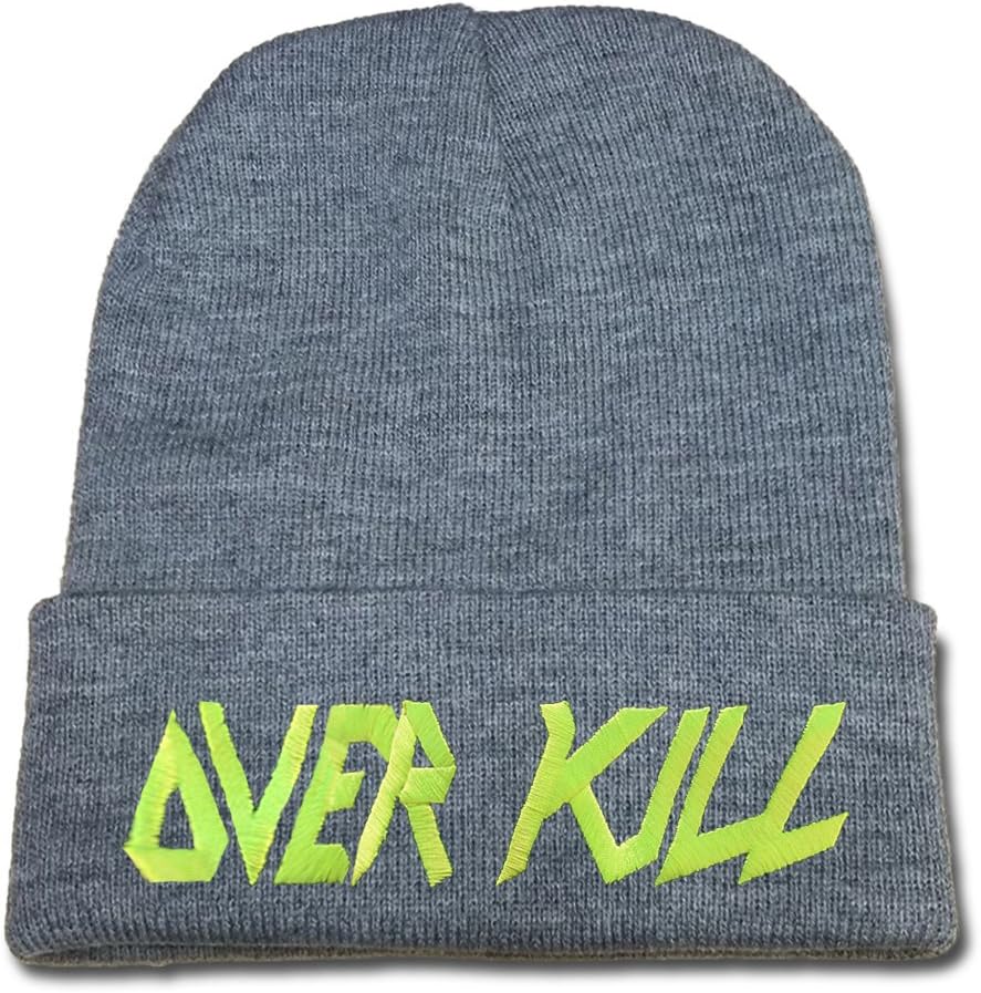BARONL Overkill Band Logo Beanie Fashion Unisex Embroidery Beanies Skullies Knitted Hats Skull Caps - Grey