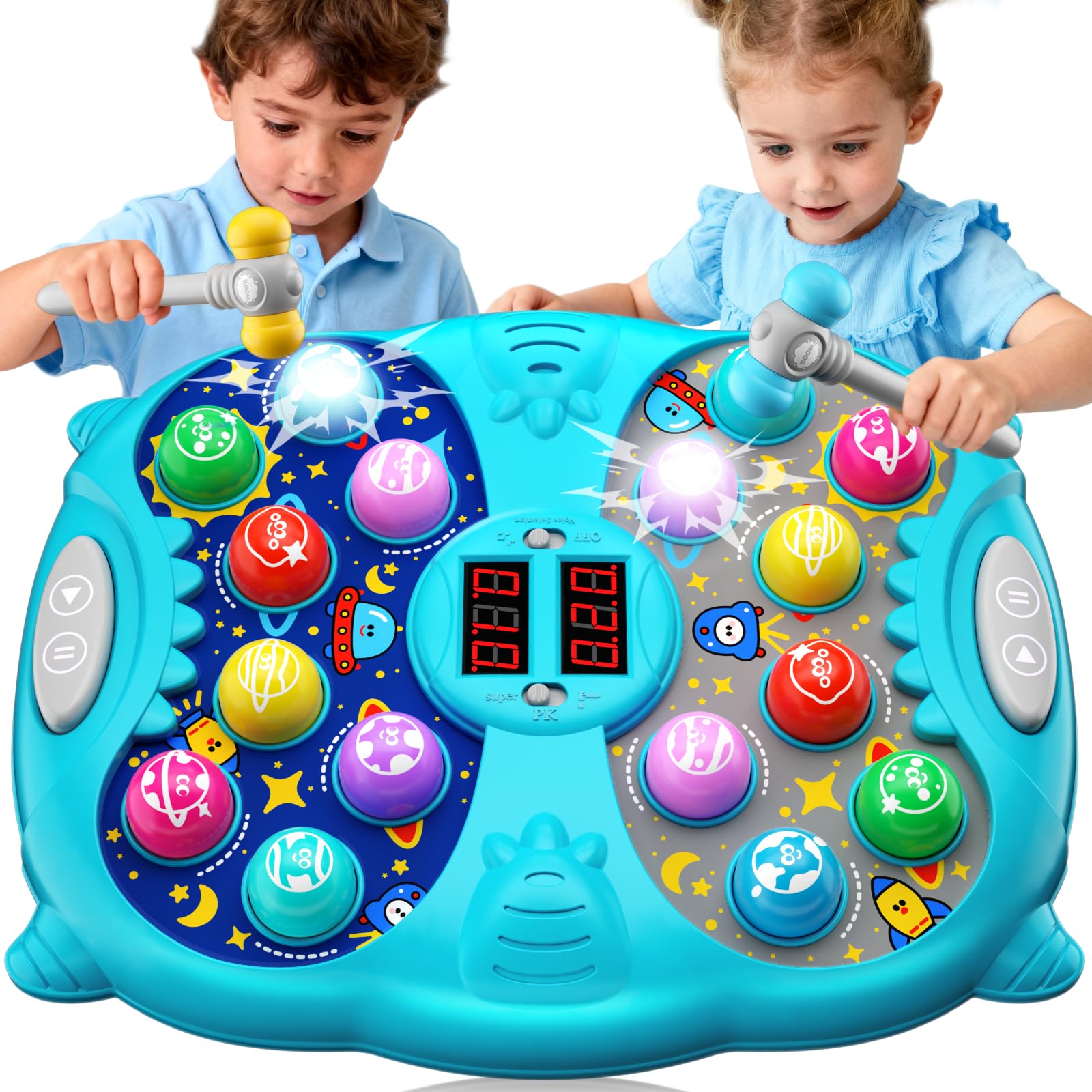 View 1 of ***NONFUNCTIONAL***
Noltola Whack Mole Game for Kids, Idea Gift for 3-12 Year Old Boys and Girls, Interactive Pounding Toy with 2 Hammers, Lights & Sounds, 3 Game Modes Educational Toy for 3 4 5 6+ Year Old Boys- Blue