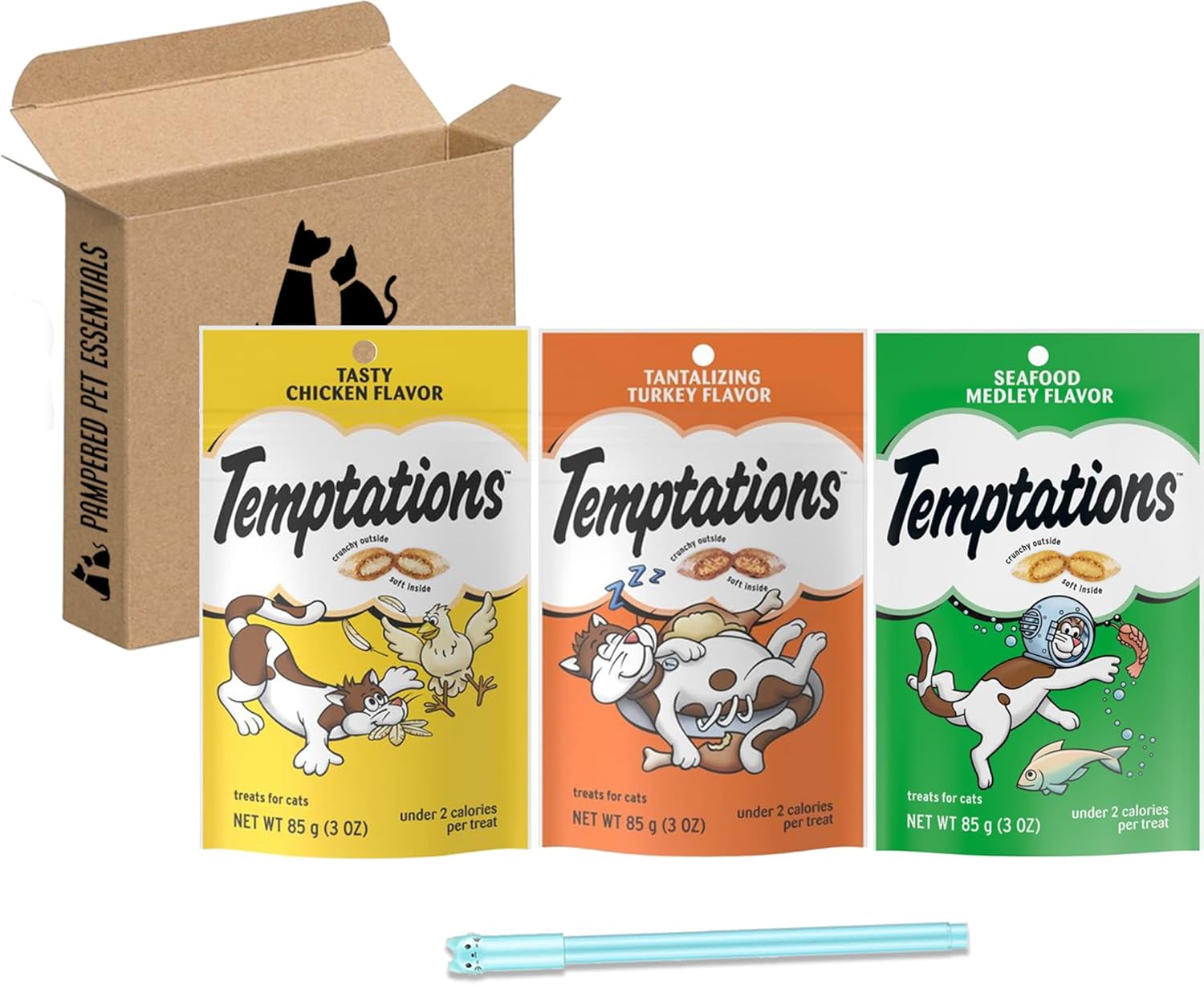 Temptations Cat Treats Variety Pack with Writing Cat Pen
