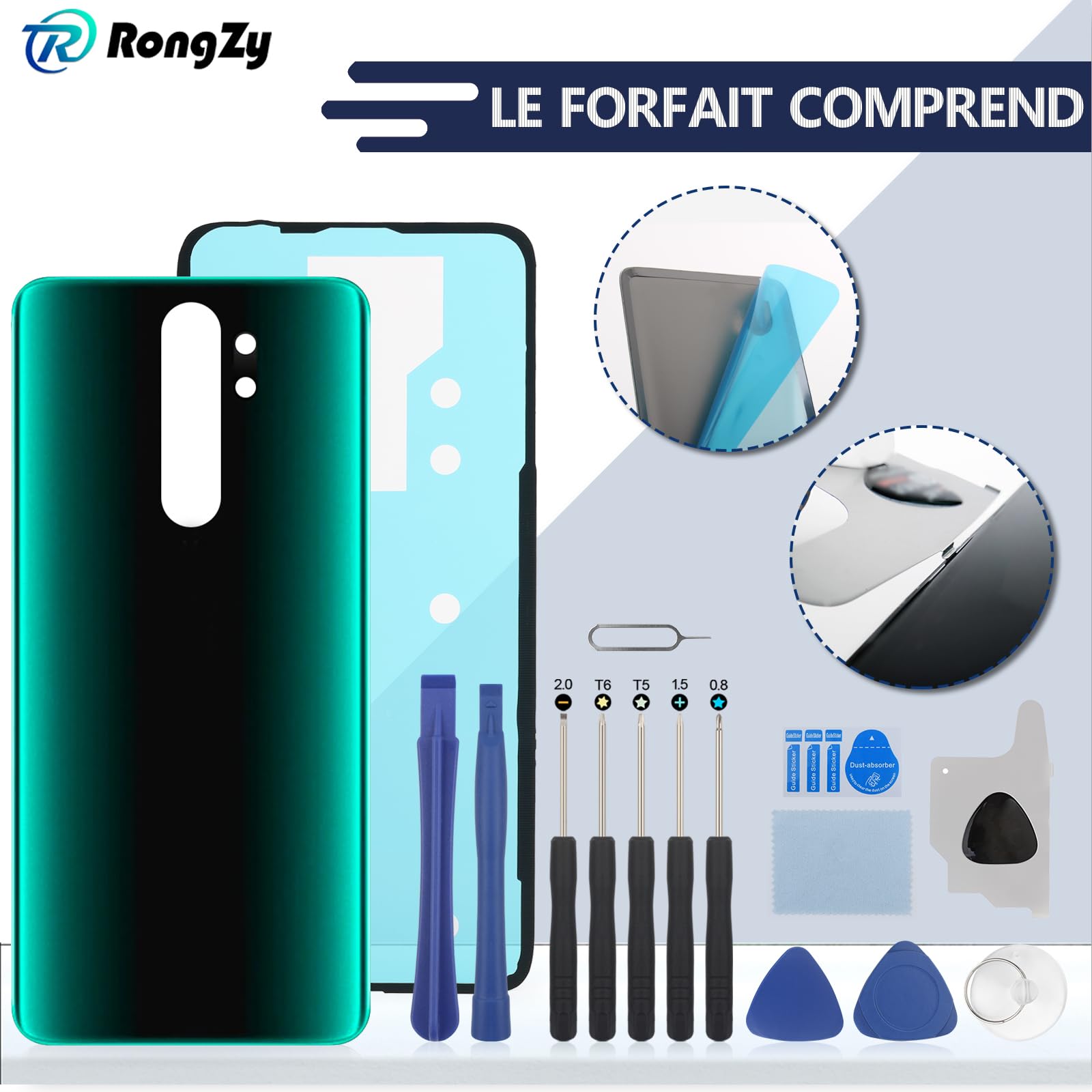 Cache Batterie Adhésif Orange Pour Xiaomi Redmi Note 8 Pro – Pièce De Rechange Générique Neuve