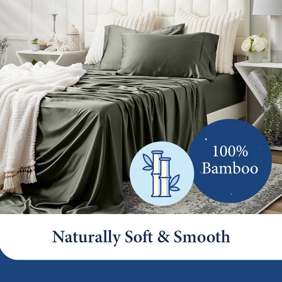 Cosy House Collection 100% Rayon Derived from Bamboo Pillowcase Set - Cooling, Breathable, Silky Soft 2-Piece Envelope Closure Pillow Case Cover Set (King, Grey)