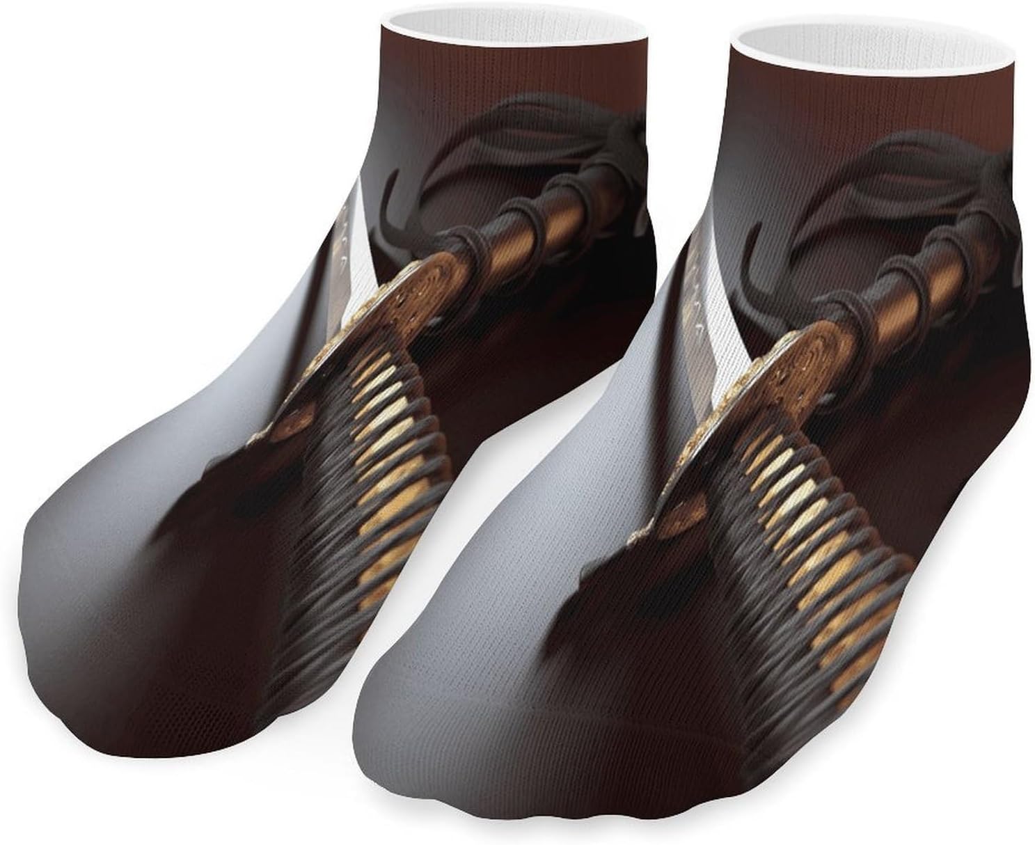 Socks for Men Women 5 Pairs Short Ankle Socks | Japan Samurai Sword Low Cut Casual Crew Sock Cute Breathable Athletic Socks Non Slip No Show Sock