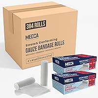 Vista 17 de MEDca gasa médica elástica rollo de cinta para vendajes para cuidar heridas. Paquete de 12 rollos de 4 pulgadas x 12 yardas