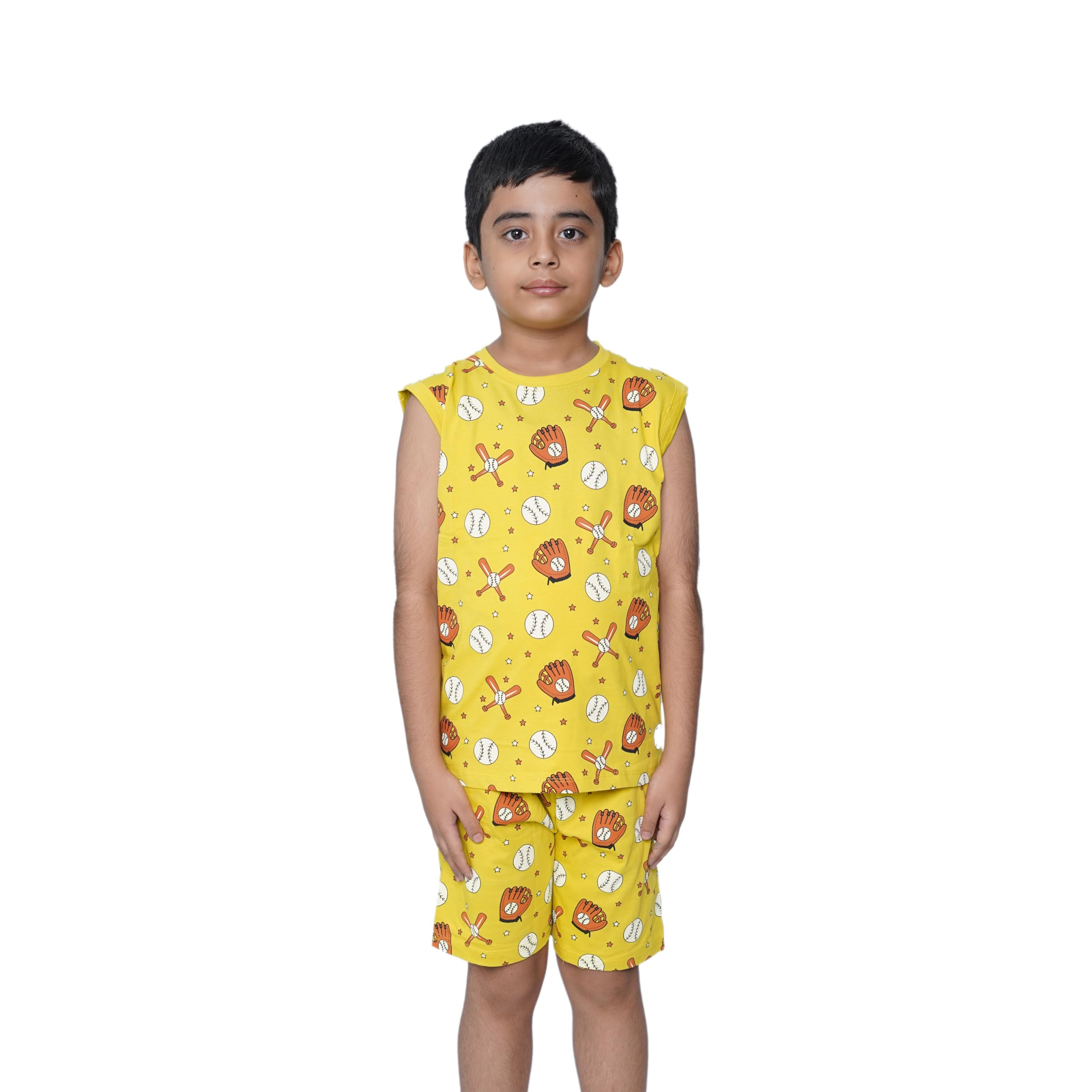 Boys T-Shirt and Short Set - Yellow - Casual - 7-8 Years - ZA001232-image-46