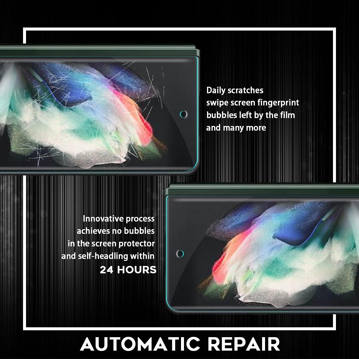 (Upgraded on August 25th) Orzero 2 Sets Compatible for Samsung Galaxy Z Fold 3 5G Soft TPU Screen Protector (Not Glass), with Camera Notch Premium Quality Full Coverage High Definition Bubble-Free (Lifetime Replacement)