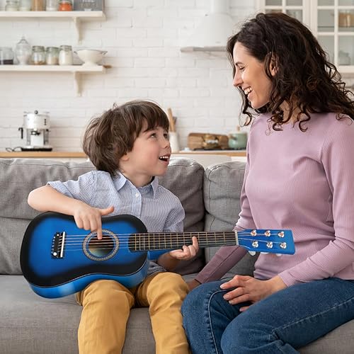Vista 7 de Guitarra para niños de 23 pulgadas, 6 cuerdas, acústica para principiantes, instrumento musical, azul