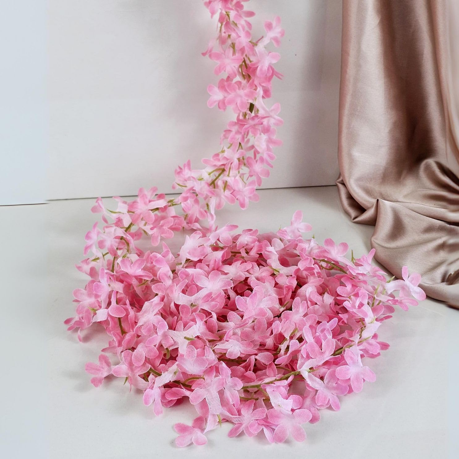SATYAM KRAFT 2 Lines Artificial Ixora Flower Garlands, Wall Hanging Decorative String Lines Items for Anniversary,Deepawali Decoration,Home Decor,Newyear,Diwali(Pack of 2) (Pink) (B0D7C1MX15) Amazon Price History, Amazon Price Tracker