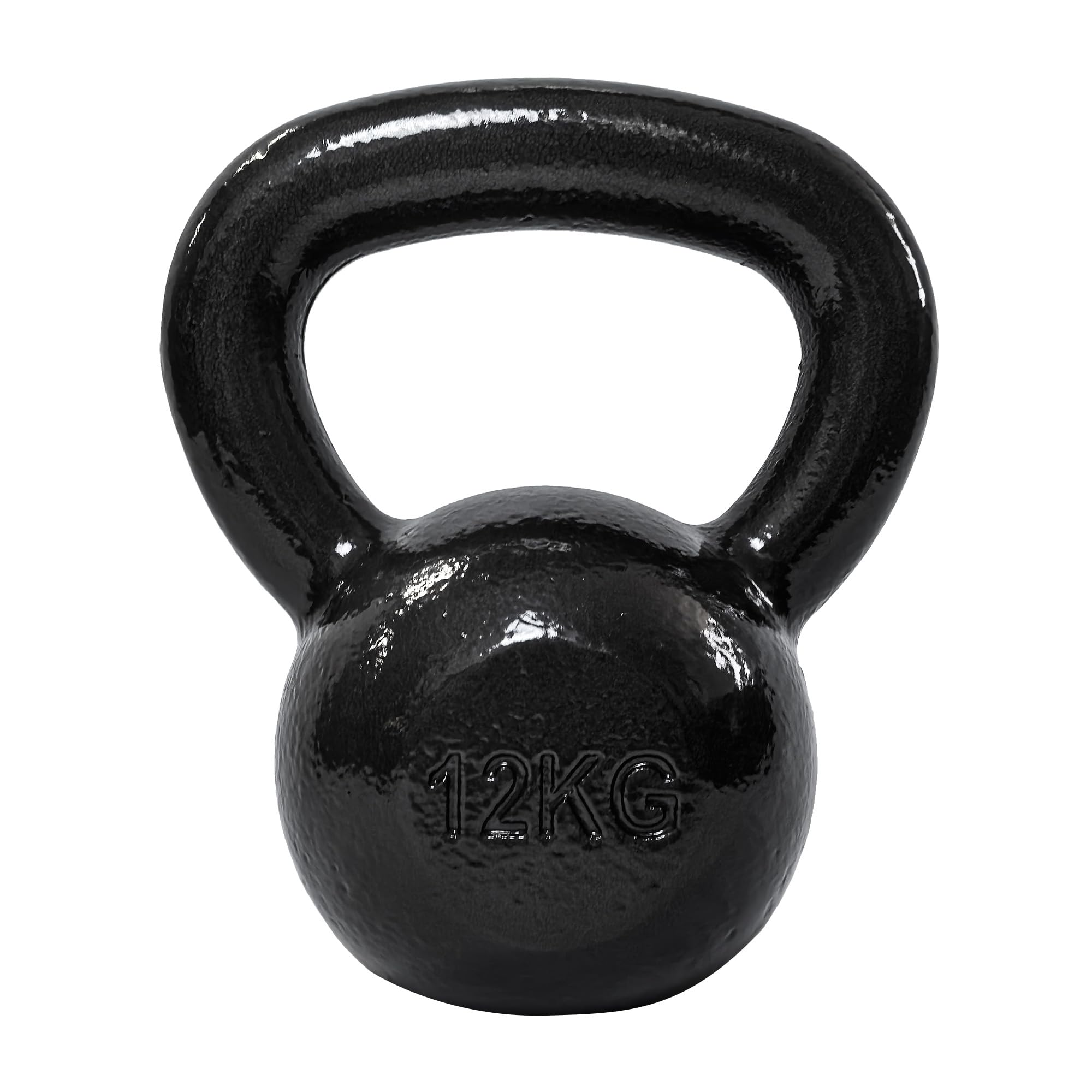Amazon Basics Kettlebell - Cast Iron Resistance Training Weight with Textured Wide Grip Handle - Painted Finish - Black