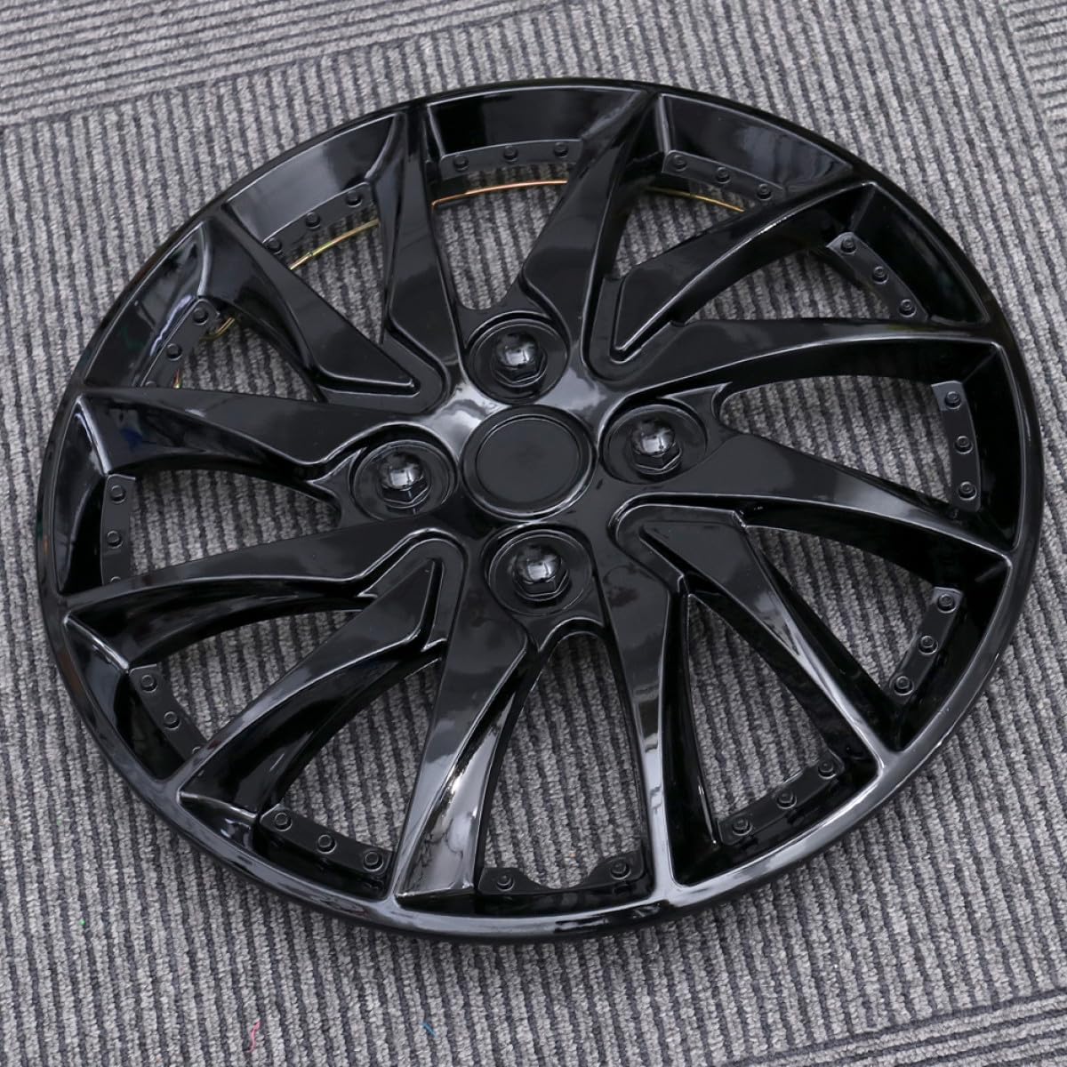 2 Pezzi Coprimozzi per Auto 14 Pollici Copricerchi in Plastico Nero Resistenti All'usura per Protezione Ruote Auto Stile Semplice e Elegante