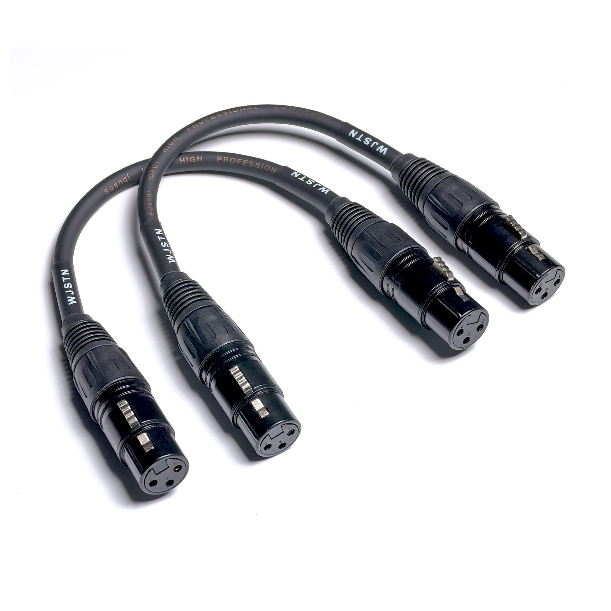 WJSTN Suanqi XLR Cables Microphone Cable Mic Cord XLR Female to Female Adapter Microphone Cord 3-Pin Stage & Studio, Oxygen-Free Copper (OFC) 6in 2Pack