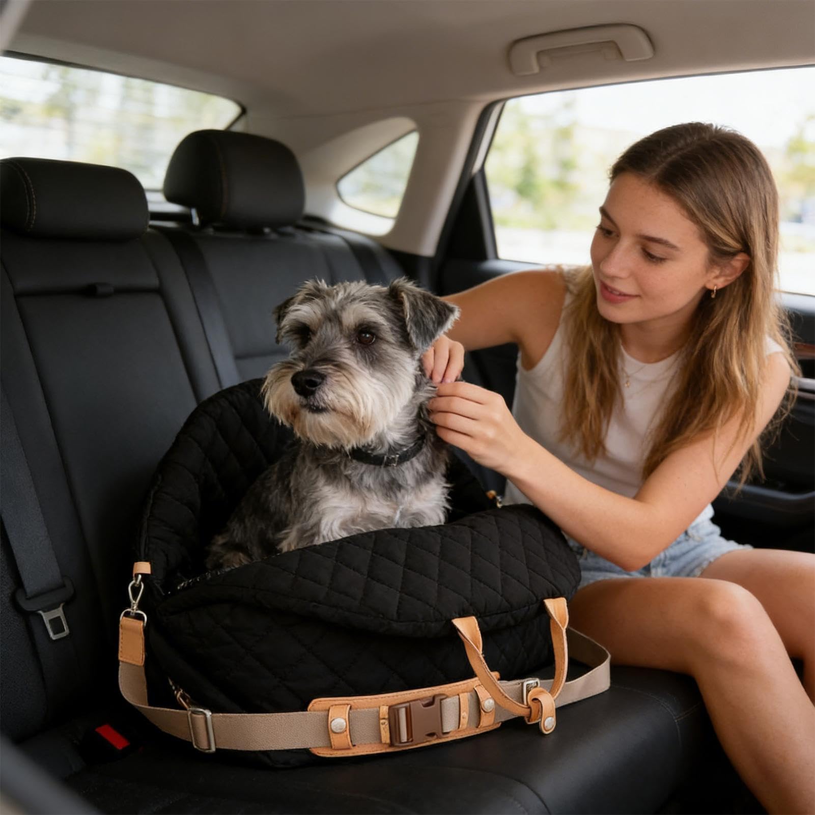 Asiento Canino Cama Suave Lavable portátil | Asiento Elevador y Transportín para Perros y Gatos para mascotas pequeñas, gatos, camionetas, SUV, viajes, camping y