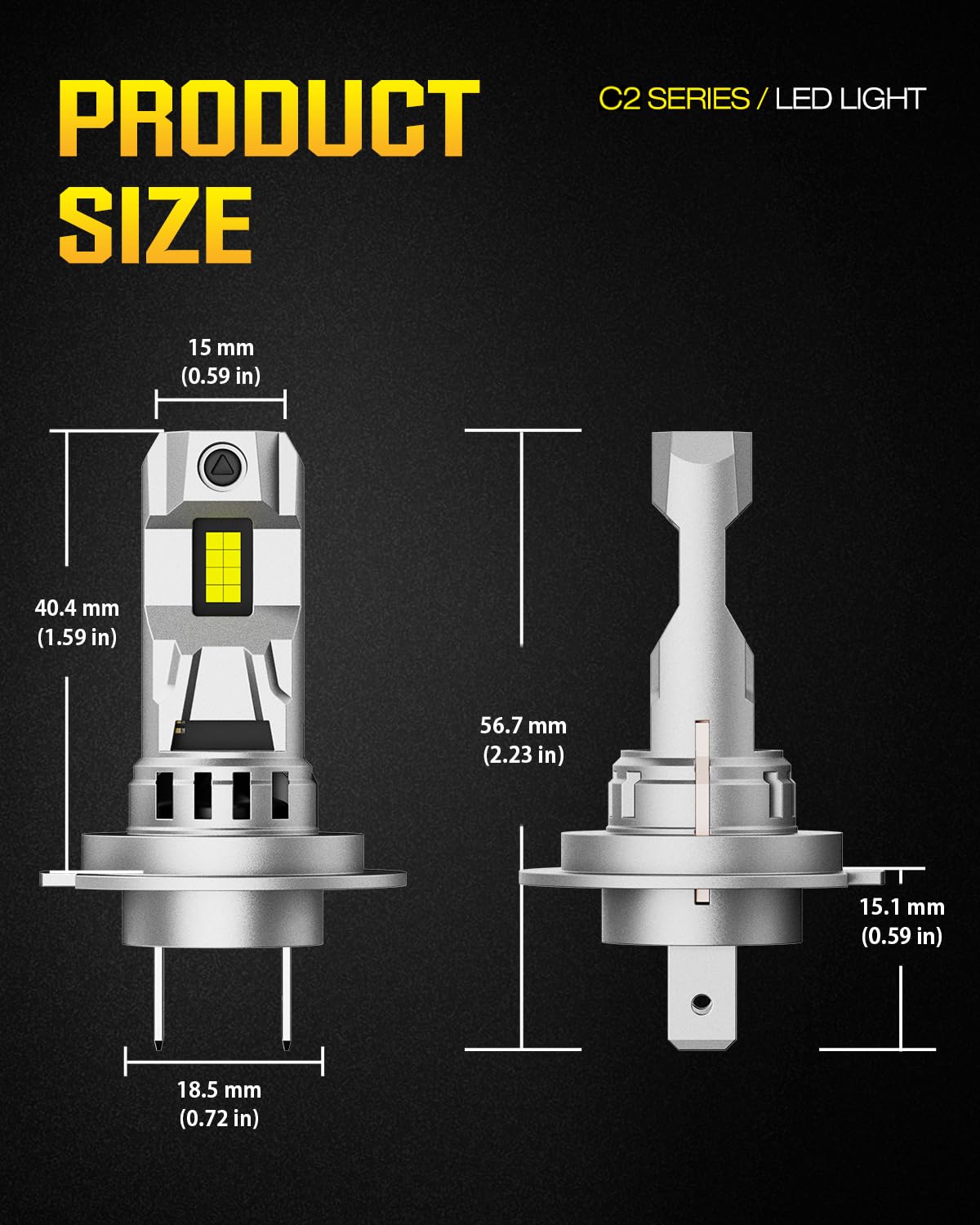 Ampoule LED H7, 100W 30000LM, Design 1:1 Plug and Play, lot de 2 | Ampoules H7 LED 6500K Blanc Froid, Haute Luminosité, Mini Taille Remplacement Halogène Facile