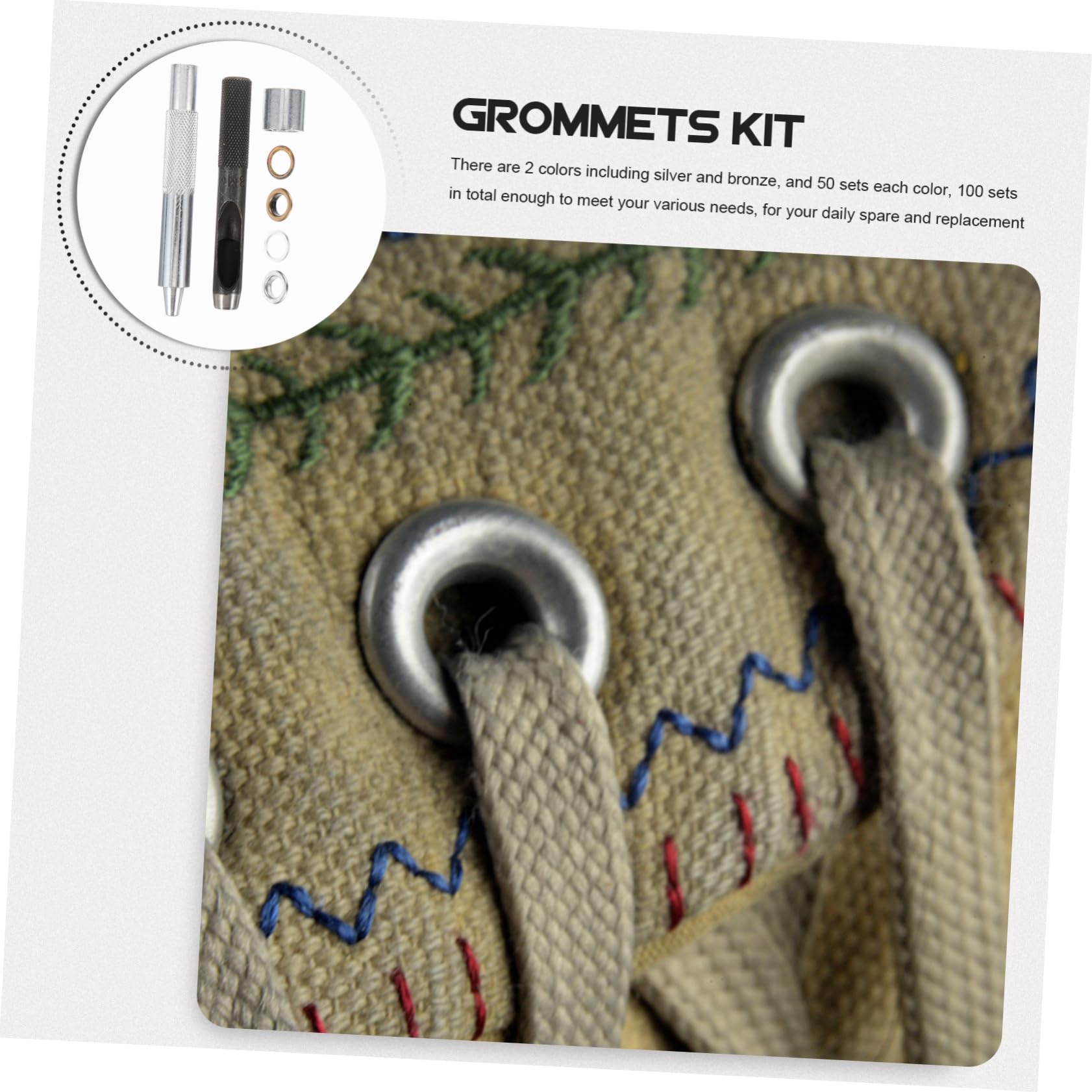 NUOBESTY 200pezzi Kit Di Occhielli Metallo Strumenti Per Scarpe Abbigliamento e Progetti Fai Da Te Occhielli Colorati Per Tende e