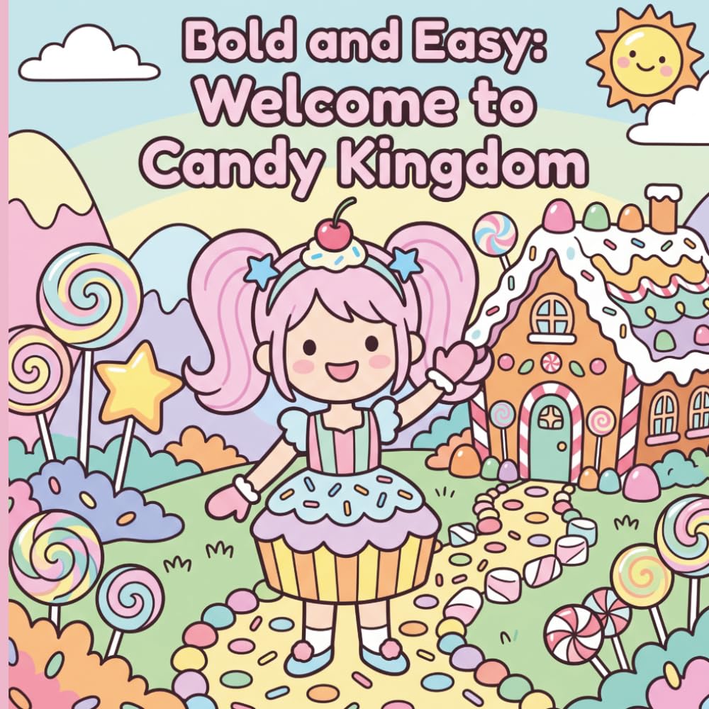 Bold and Easy: Welcome to Candy Kingdom: Fun Sweet Treats, Cute Desserts, and Kawaii Sugar World Coloring Book for Adults and Kids (Y's BOX)