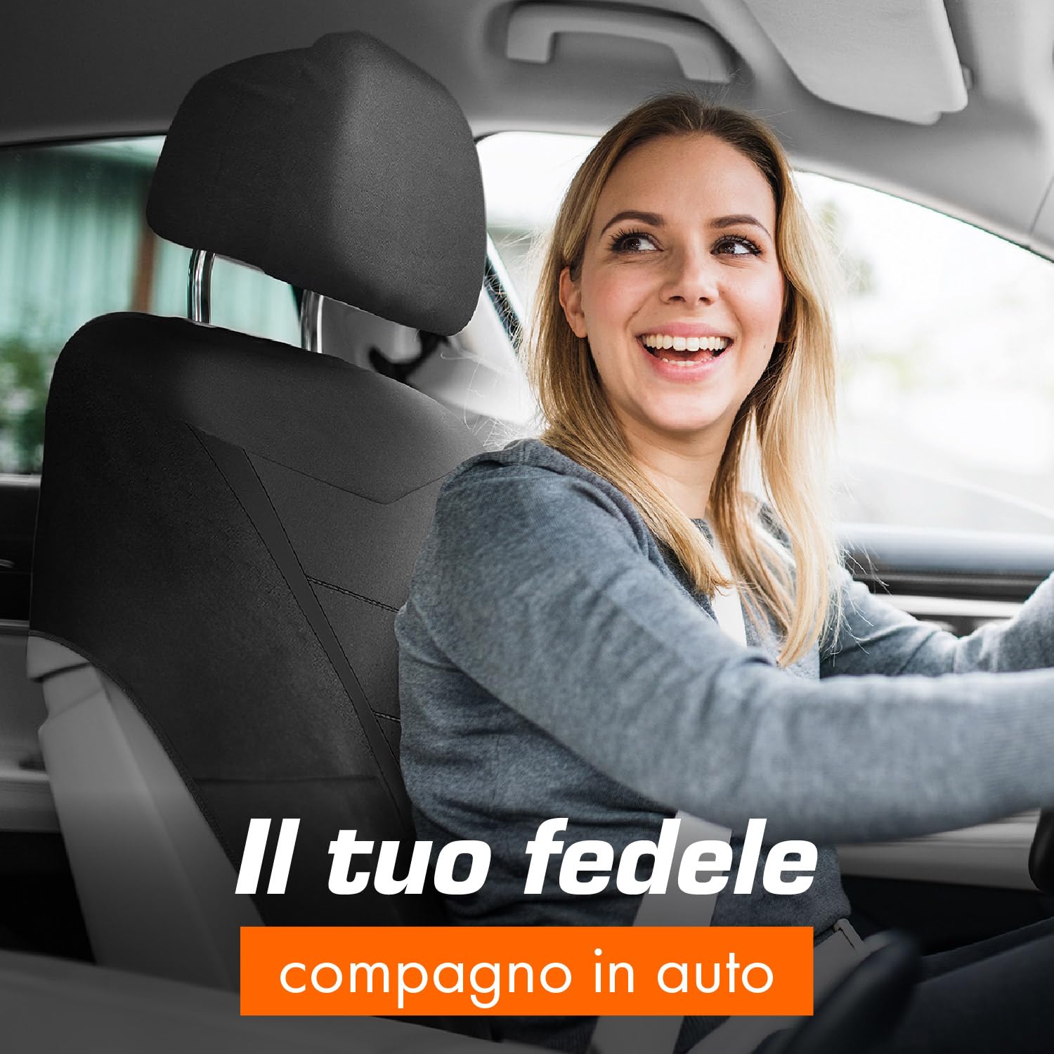 Upgrade4cars Coprisedili Auto Anteriore Universali Nero | Set Copri-Sedile Universale per Guidatore e Passeggero
