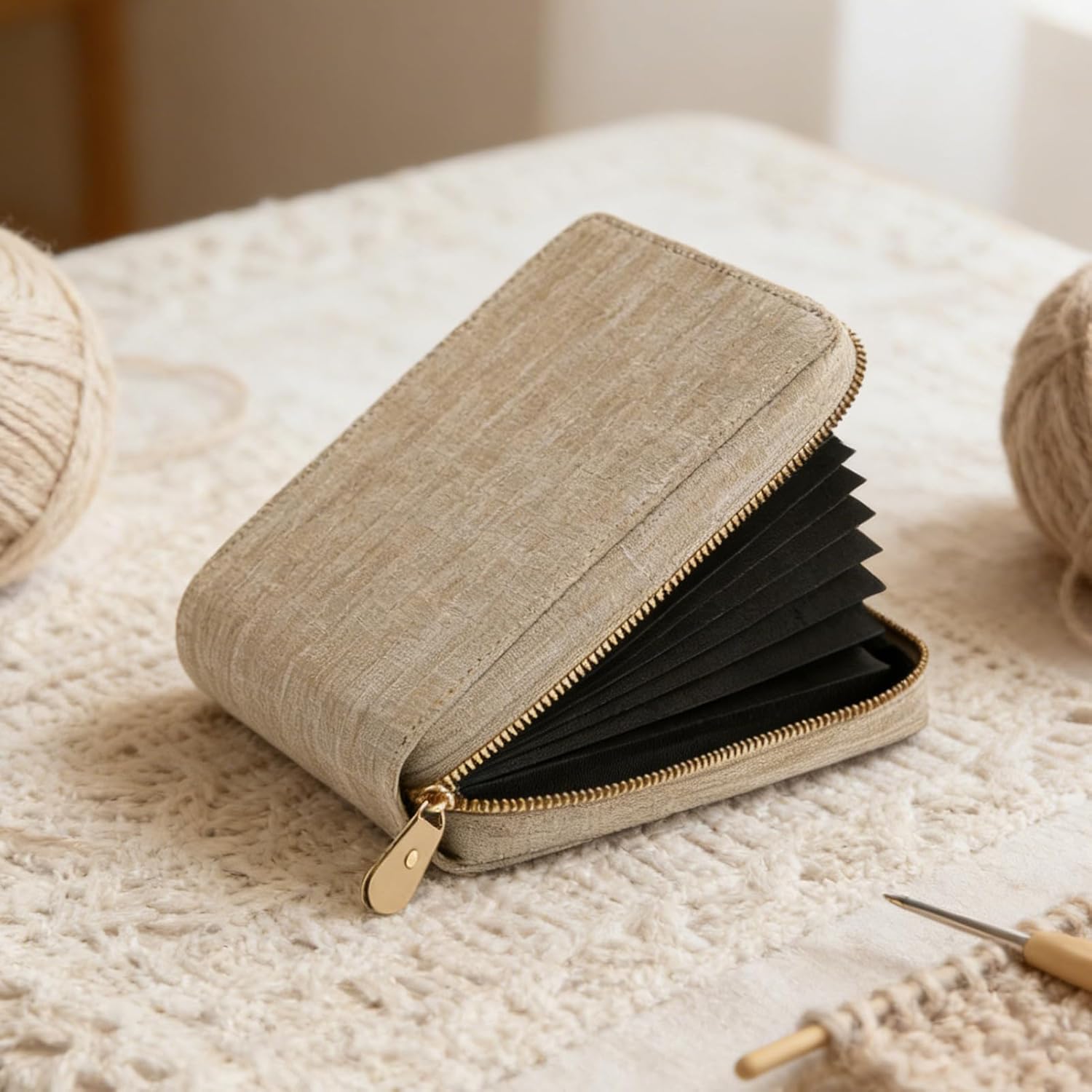Empty Circular Knitting Needle Storage, Portable, Fabric, Bag Knit-Ting Needle Organizer Zipper Pouch, Circular Knitting Néedle Bag, Lightweight, for Crochet Hooks, Spools