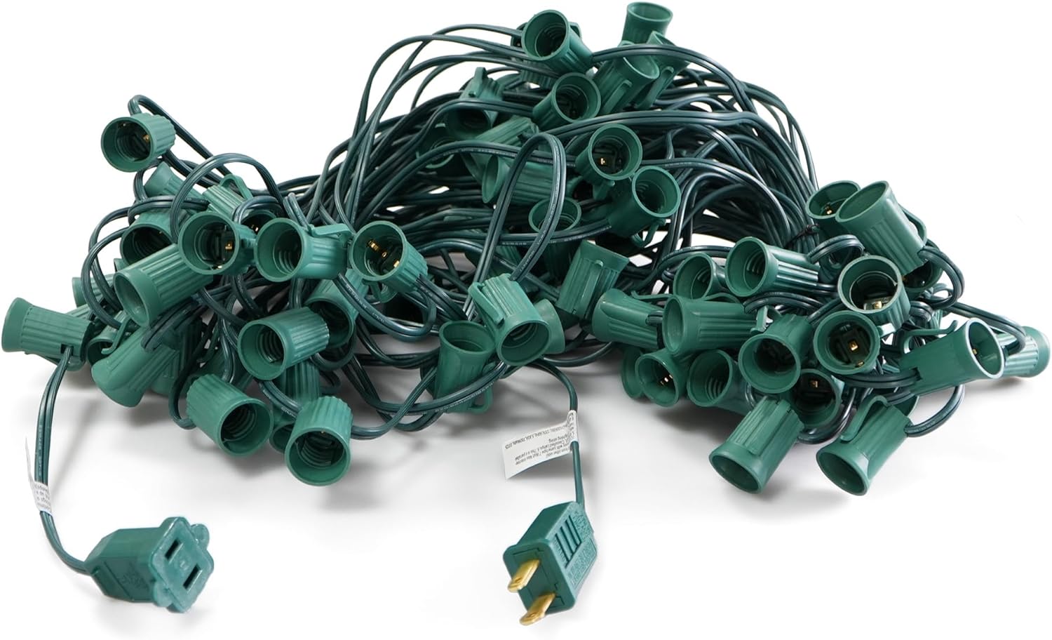 LUCKY TL 100 FT C9/E17 Christmas Light Sockets Spool Set, Green SPT-1 Wire, 12 Inch Spacing, C9 Outdoor String Lights, UL Listed