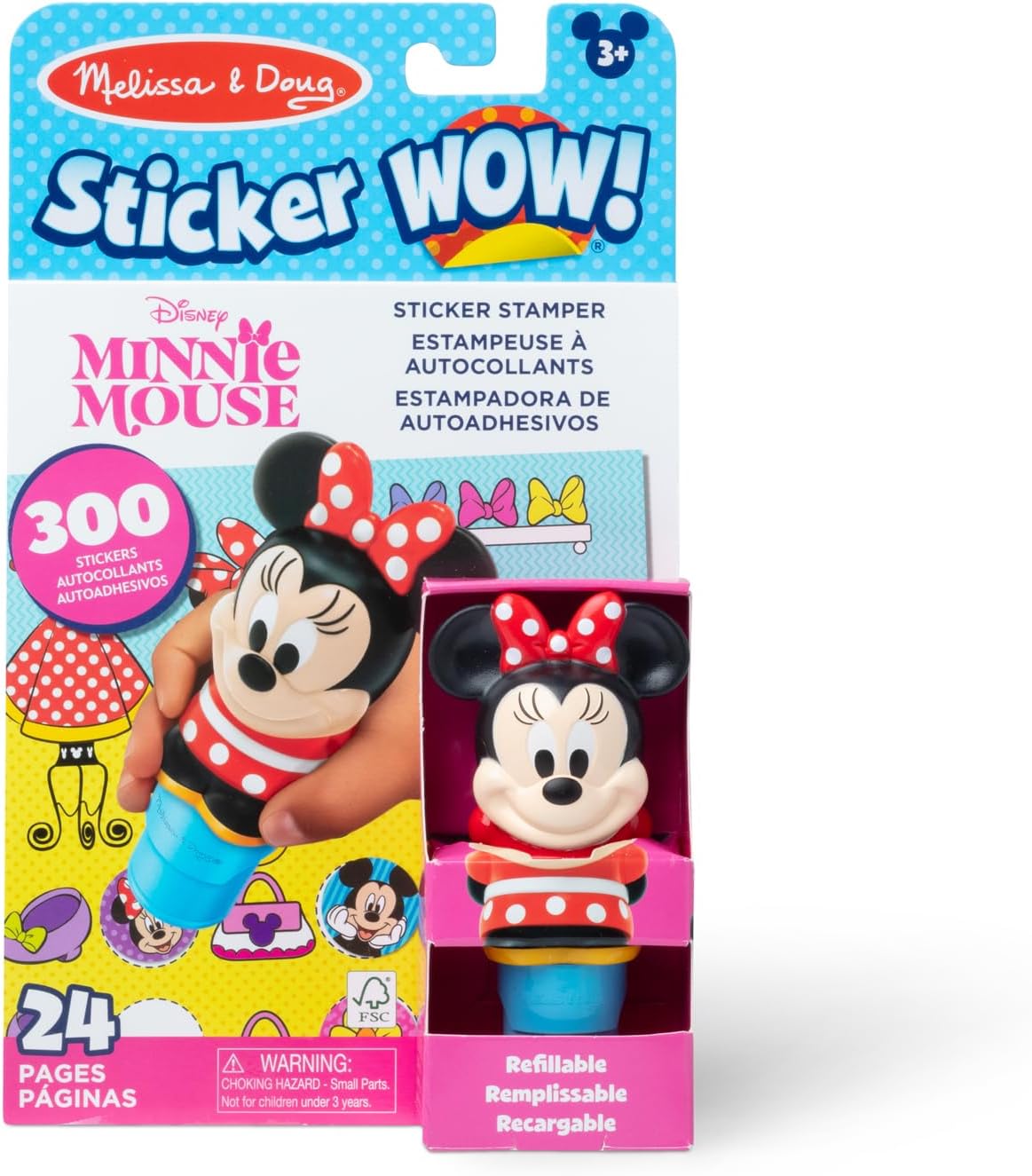 Melissa & Doug Stickers Wow! ™ 24 Page Activity Pad and Sticker Stamps, 300 Stickers, Arts & Crafts Fidget Toy Collector Characters - Disney Minnie Mouse